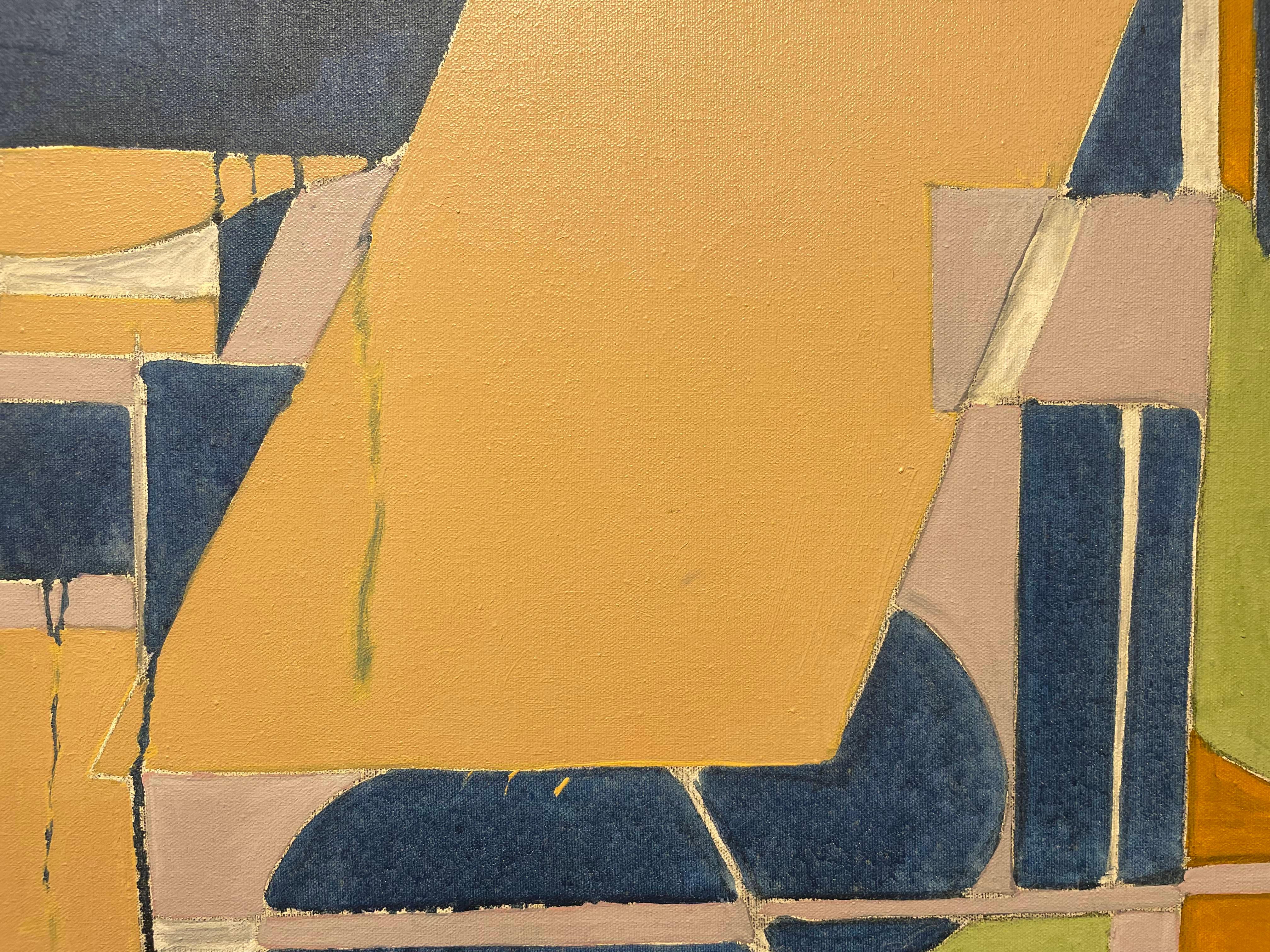Naval Occurrence, orange, blau und grün, abstraktes geometrisches Werk aus der Mitte des Jahrhunderts im Angebot 5