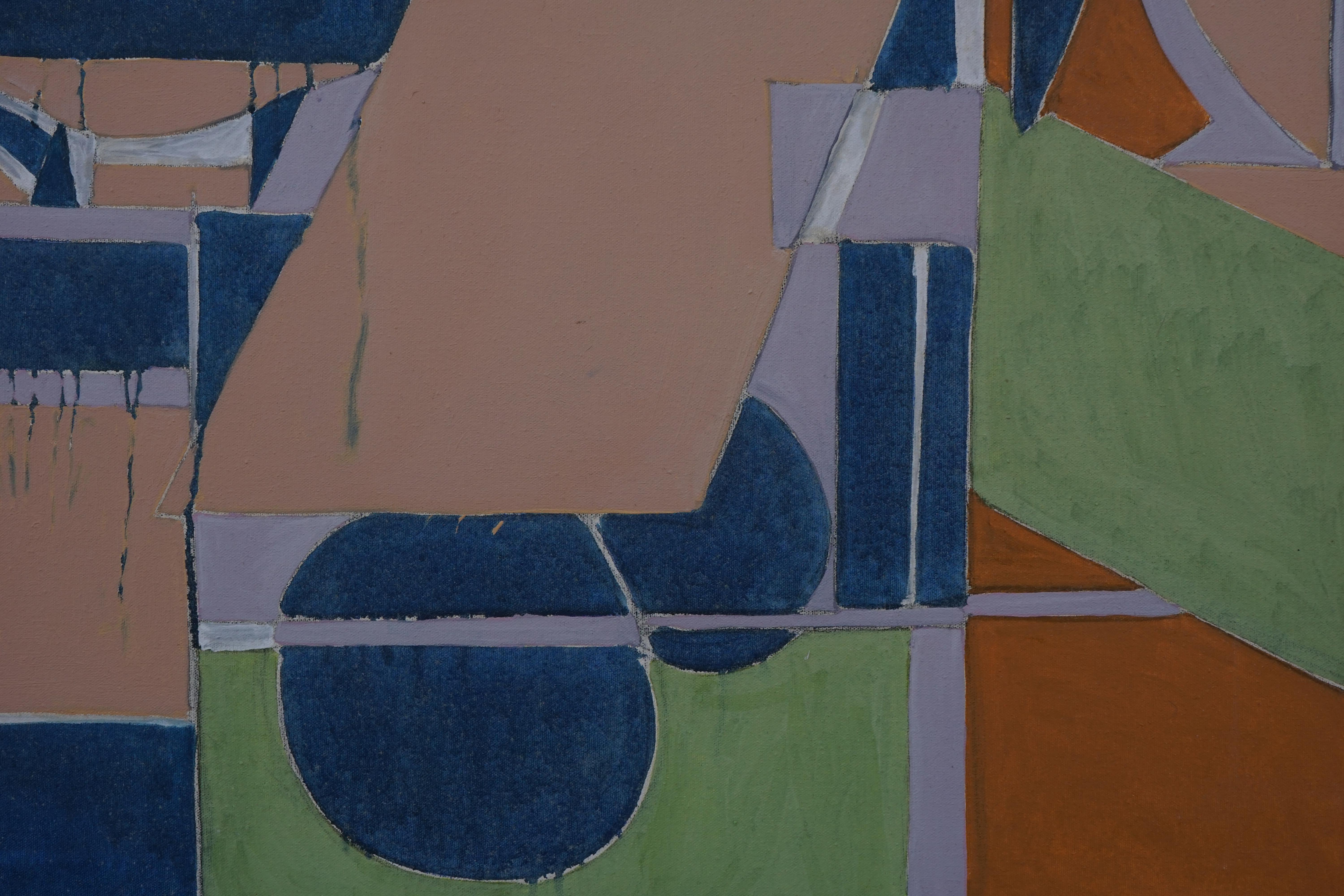 Naval Occurrence, orange, blau und grün, abstraktes geometrisches Werk aus der Mitte des Jahrhunderts – Painting von Richard Andres