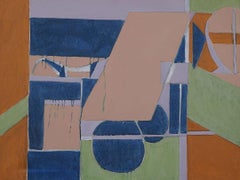 Naval Occurrence, orange, blue & green mid-century, abstract geometrical work