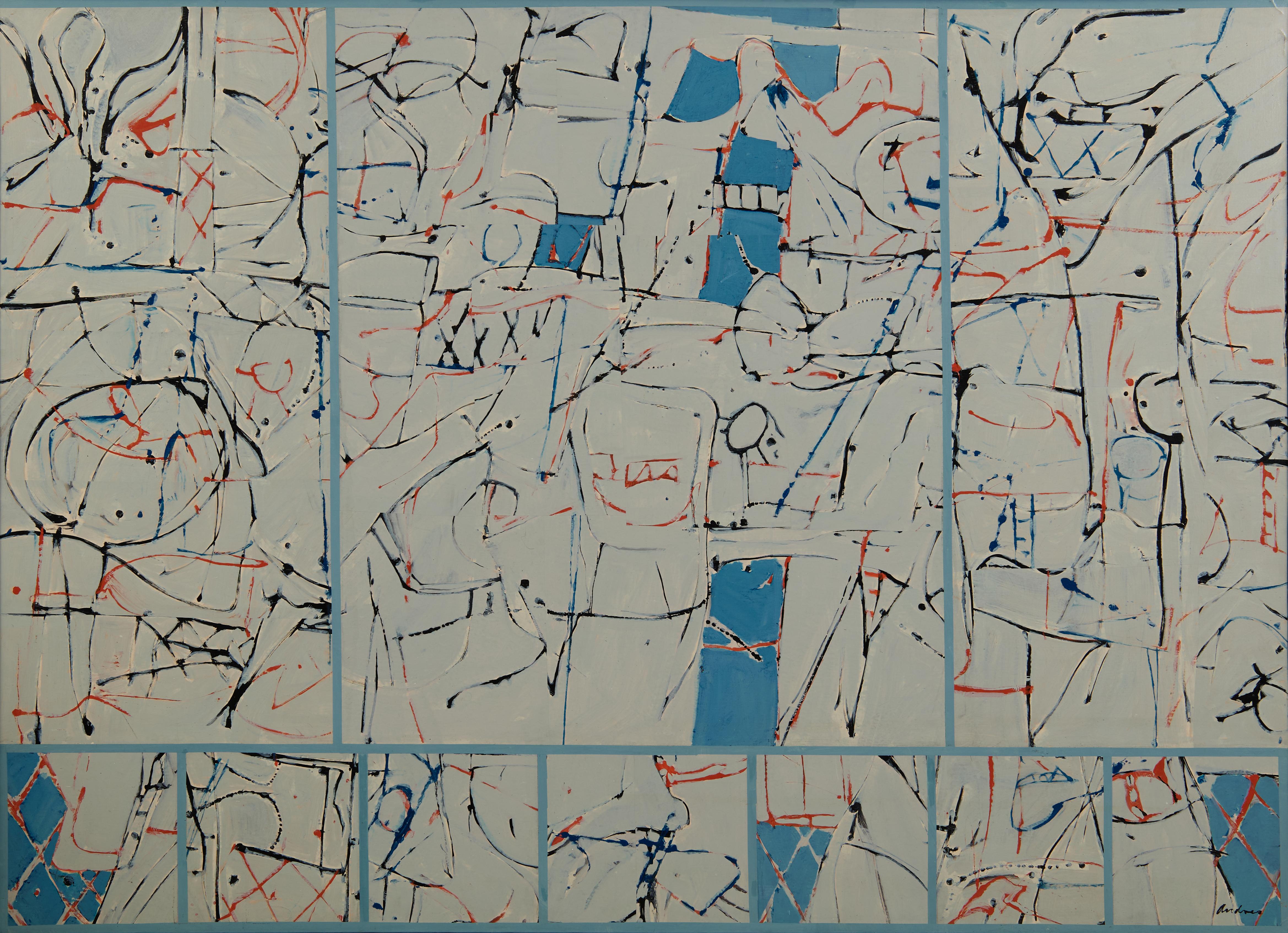 Abstract Painting di Richard Andres - Riflessi, grande dipinto espressionista astratto dell'artista della Scuola di Cleveland