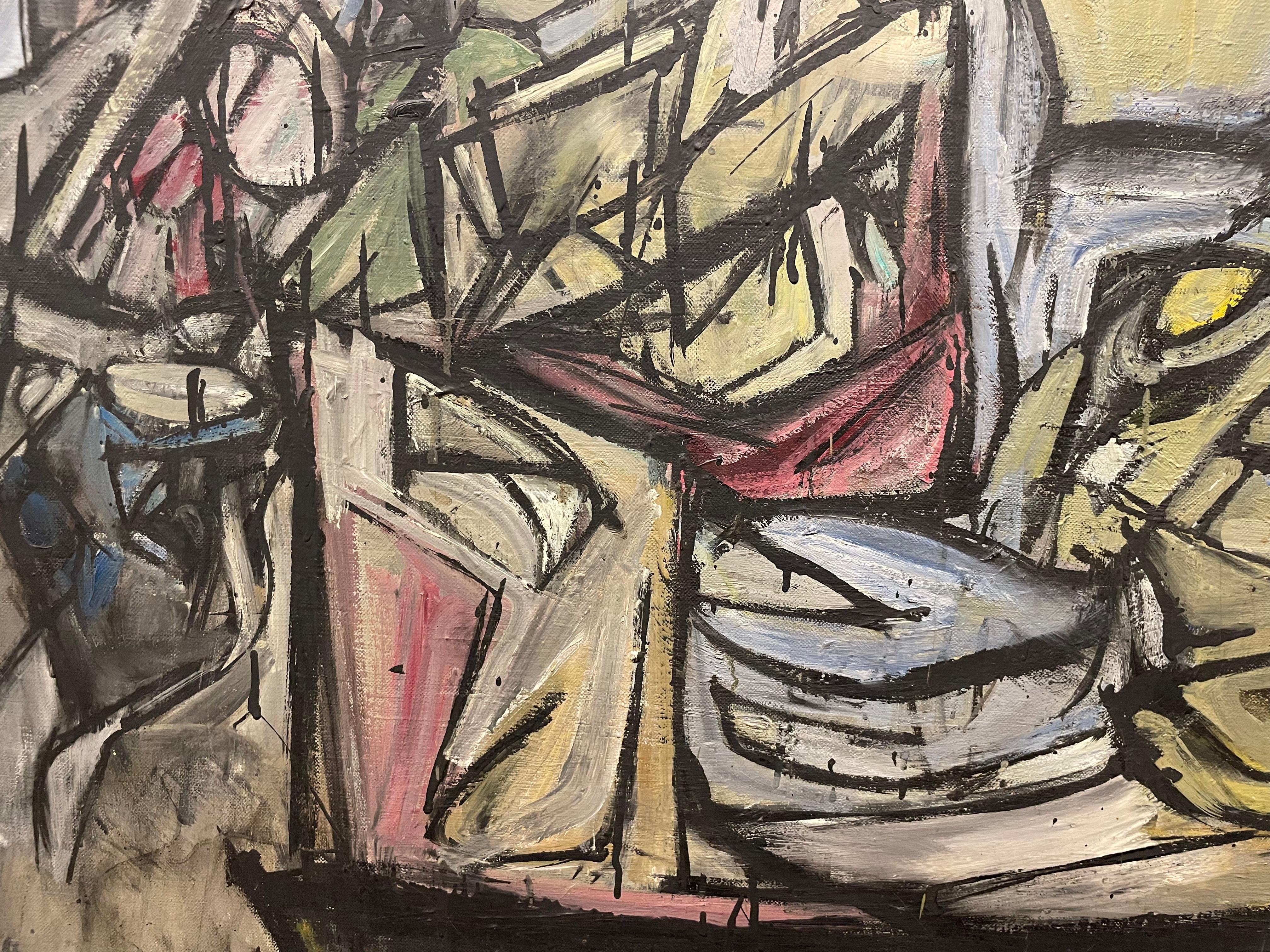 S. F. L. Large Abstract Expressionist Mid Century Oil Painting, Cleveland School For Sale 8