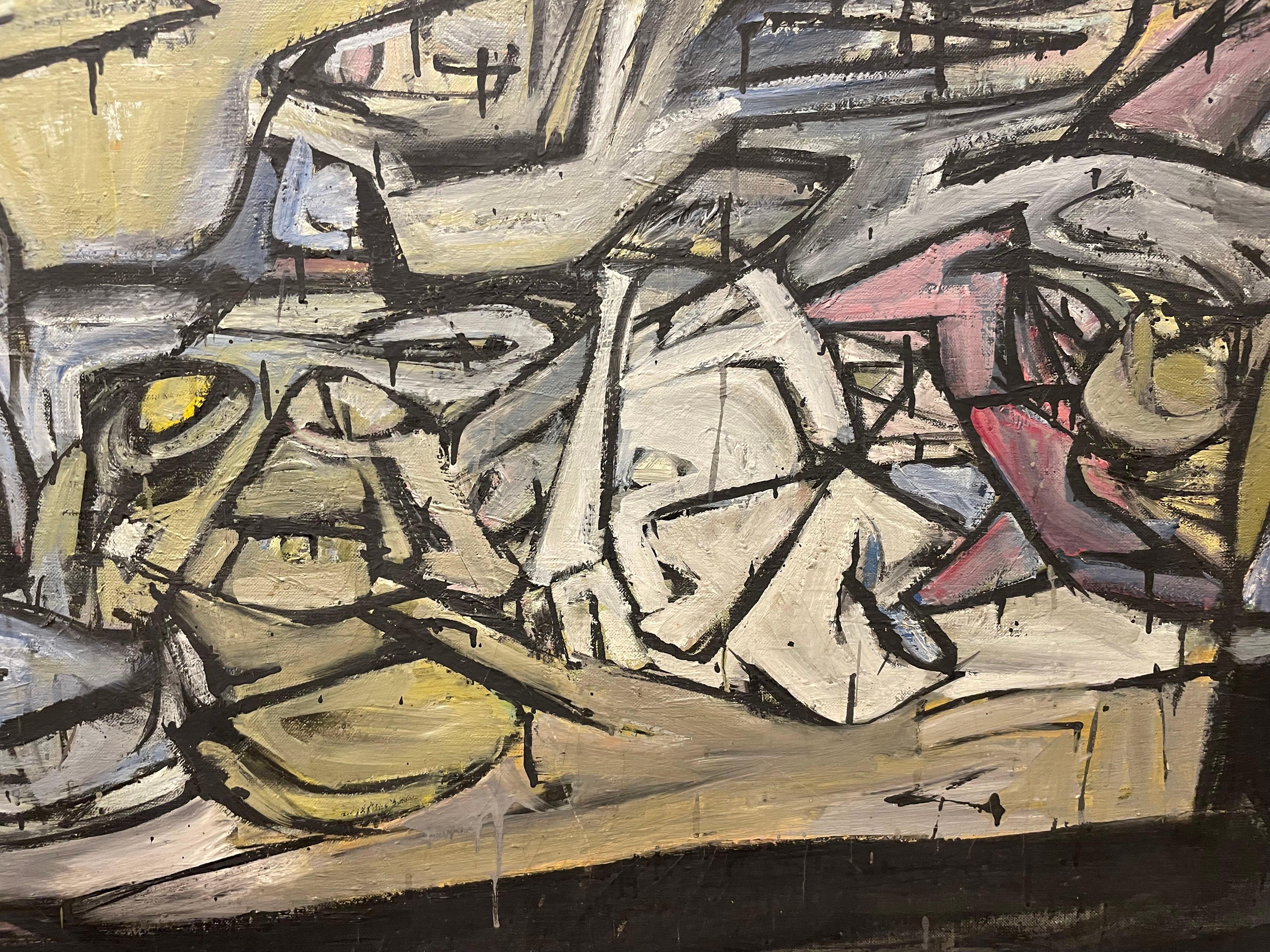 S. F. L. Large Abstract Expressionist Mid Century Oil Painting, Cleveland School For Sale 9