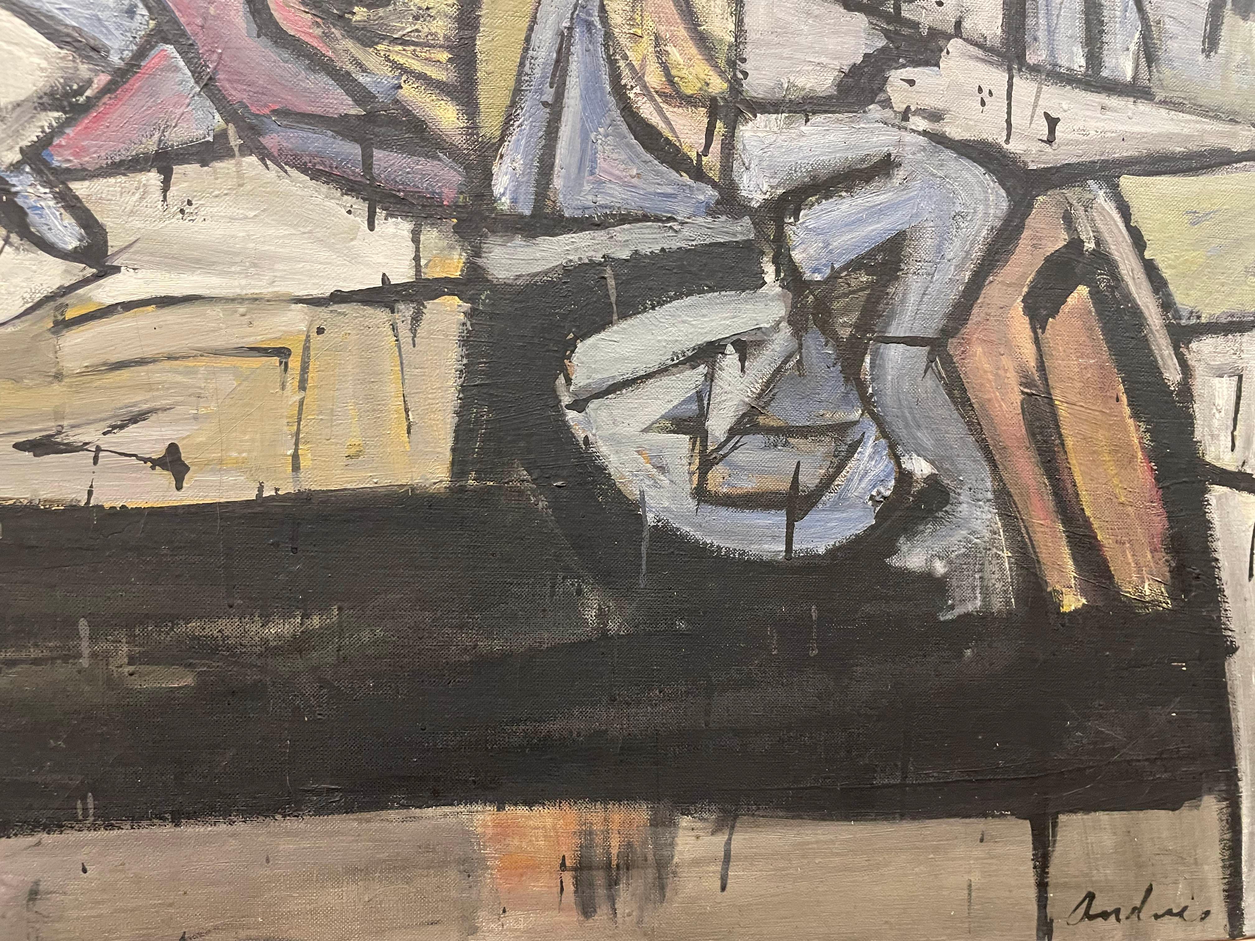 S. F. L. Large Abstract Expressionist Mid Century Oil Painting, Cleveland School For Sale 10