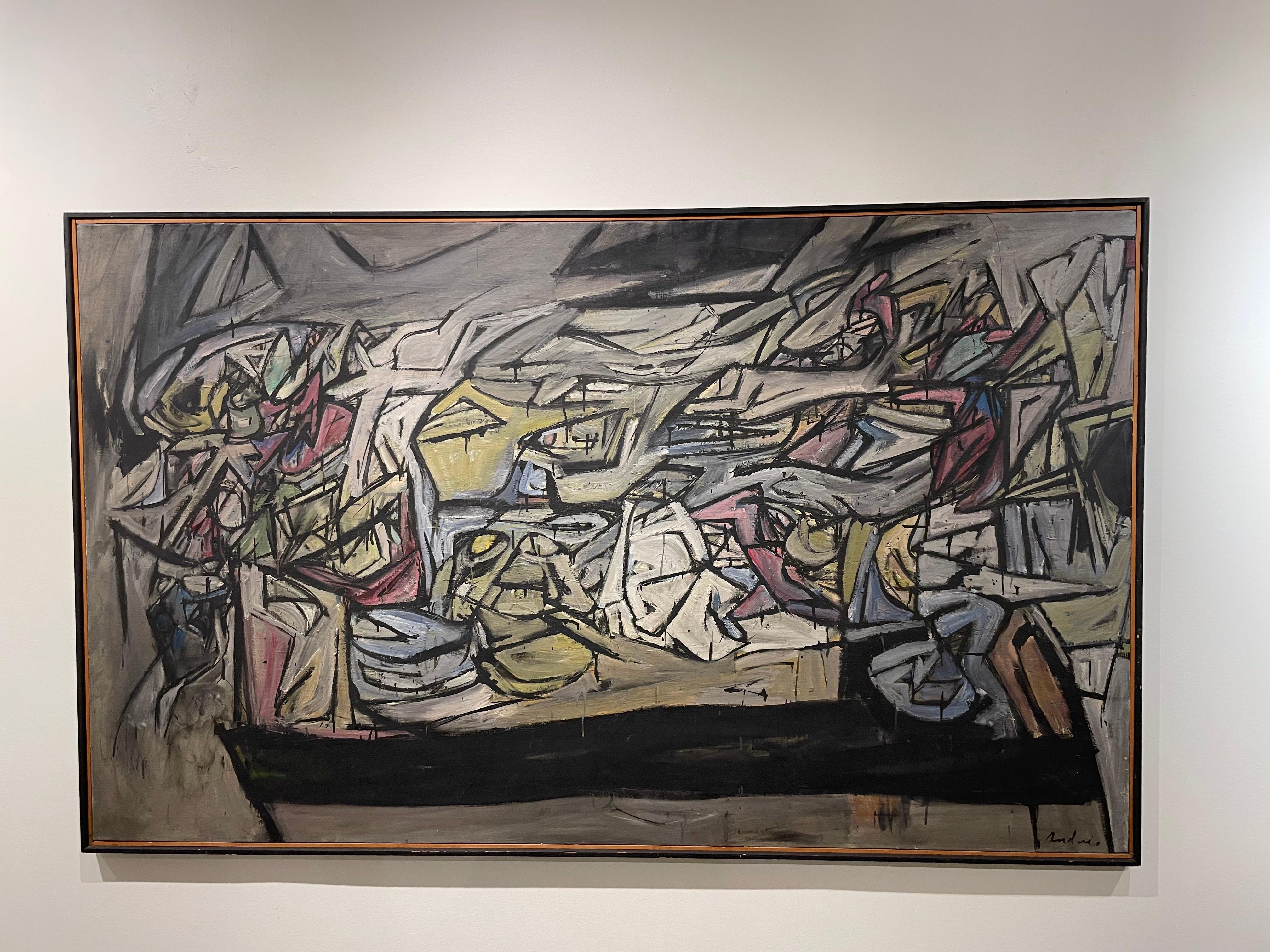 S. F. L. Large Abstract Expressionist Mid Century Oil Painting, Cleveland School For Sale 4