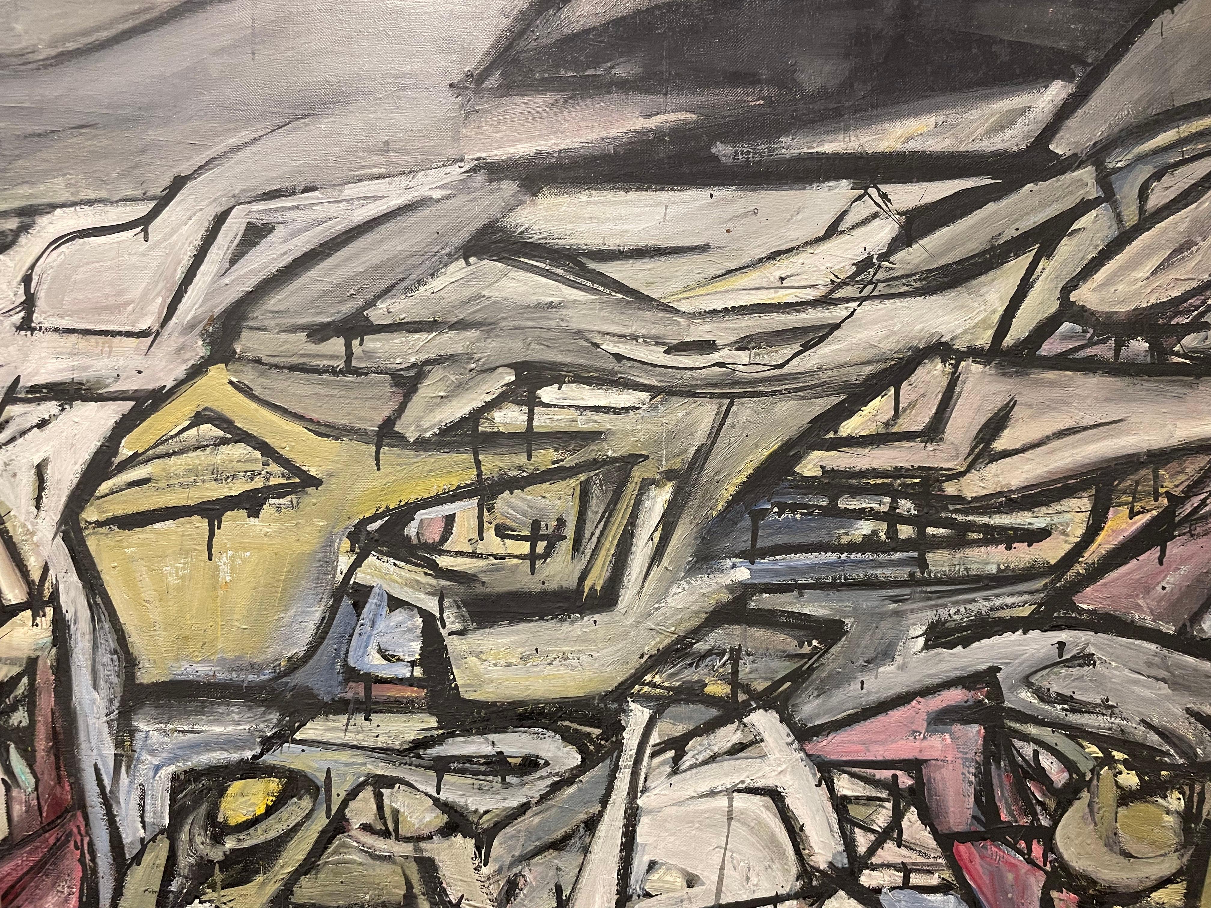 S. F. L. Large Abstract Expressionist Mid Century Oil Painting, Cleveland School For Sale 6
