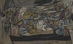 S. F. L. Large Abstract Expressionist Mid Century Oil Painting, Cleveland School