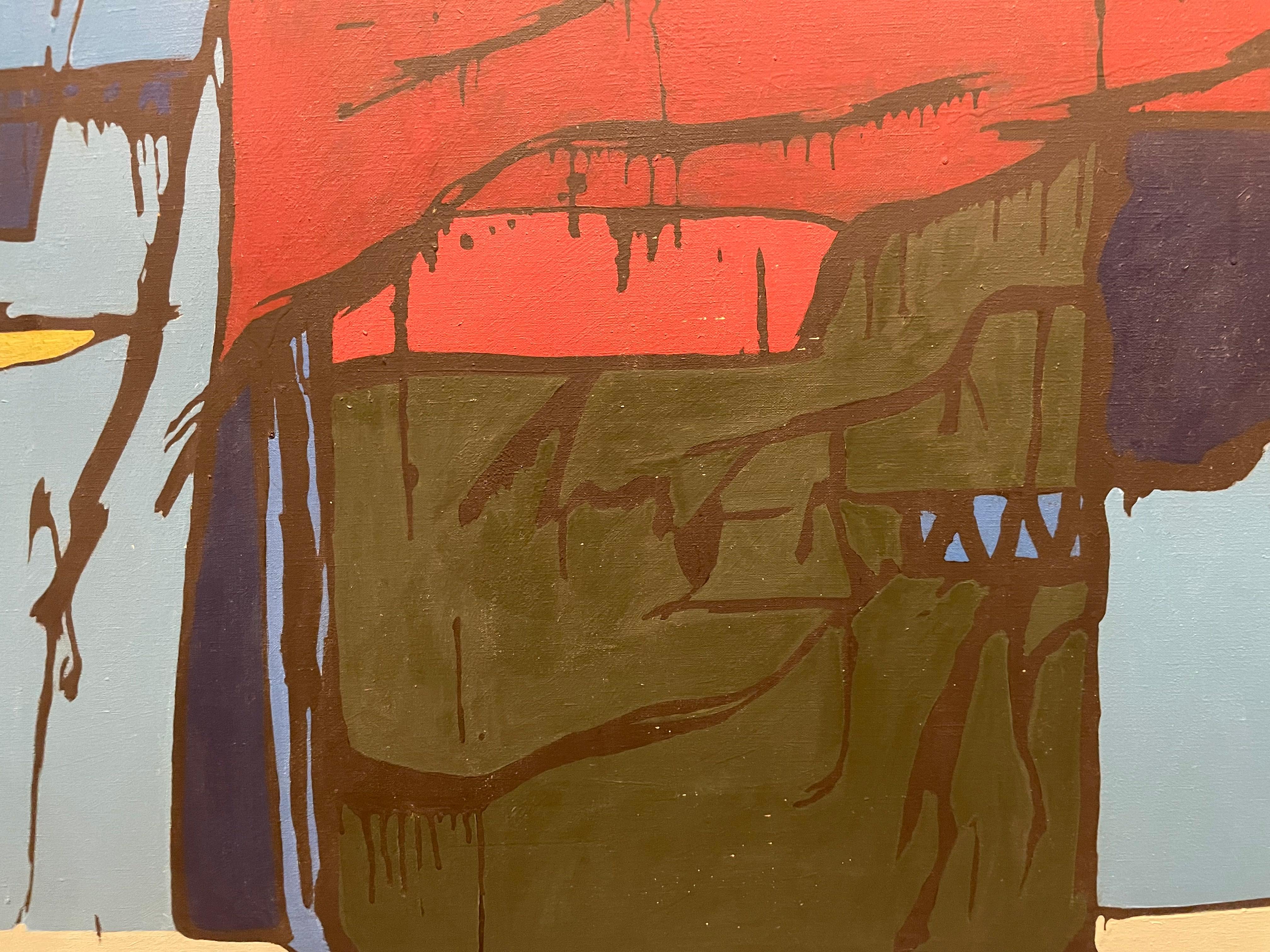 Sailing, Large Abstract Expressionist Mid-Century Oil, Cleveland Artist For Sale 6
