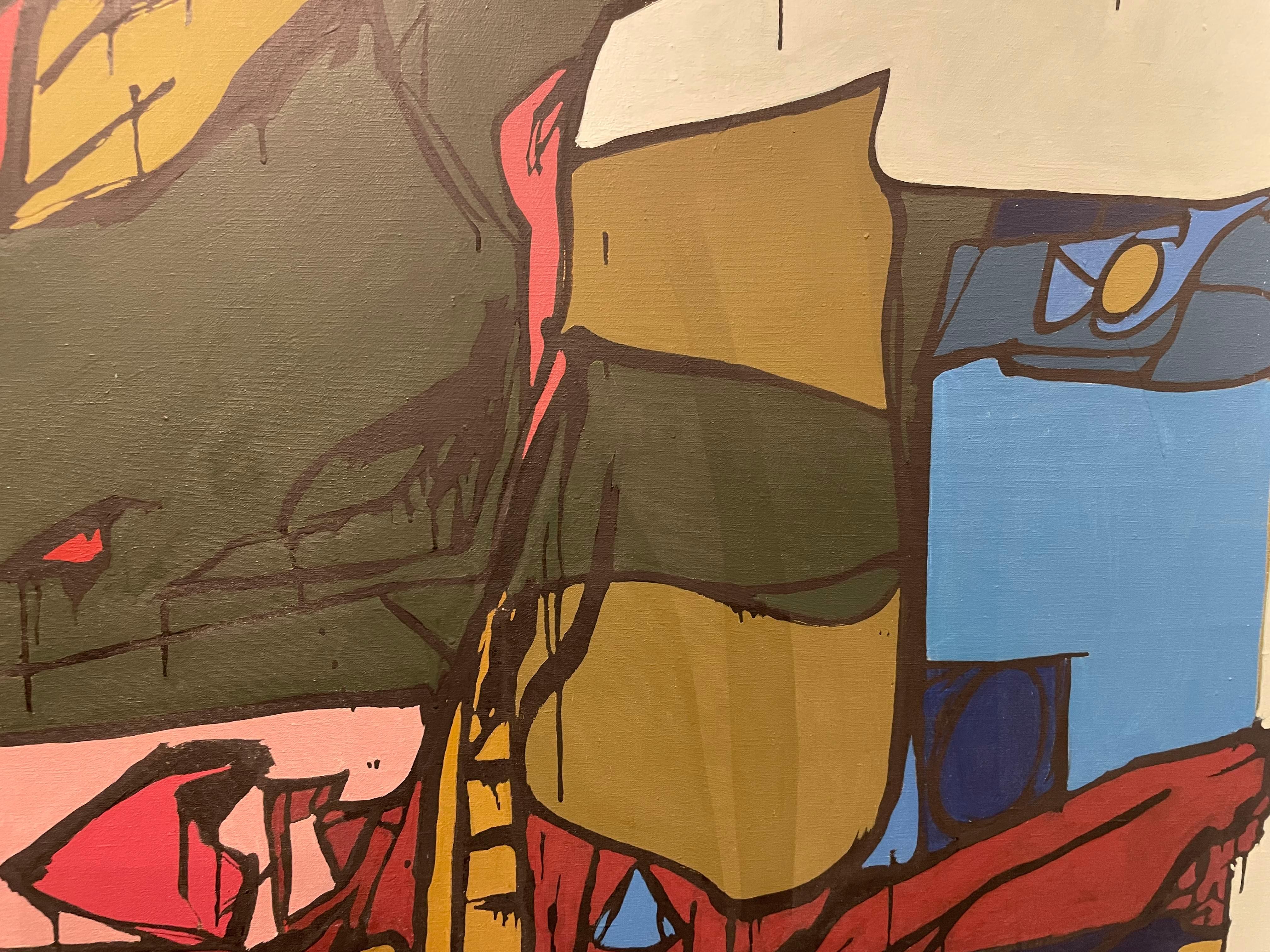 Sailing, Large Abstract Expressionist Mid-Century Oil, Cleveland Artist For Sale 5
