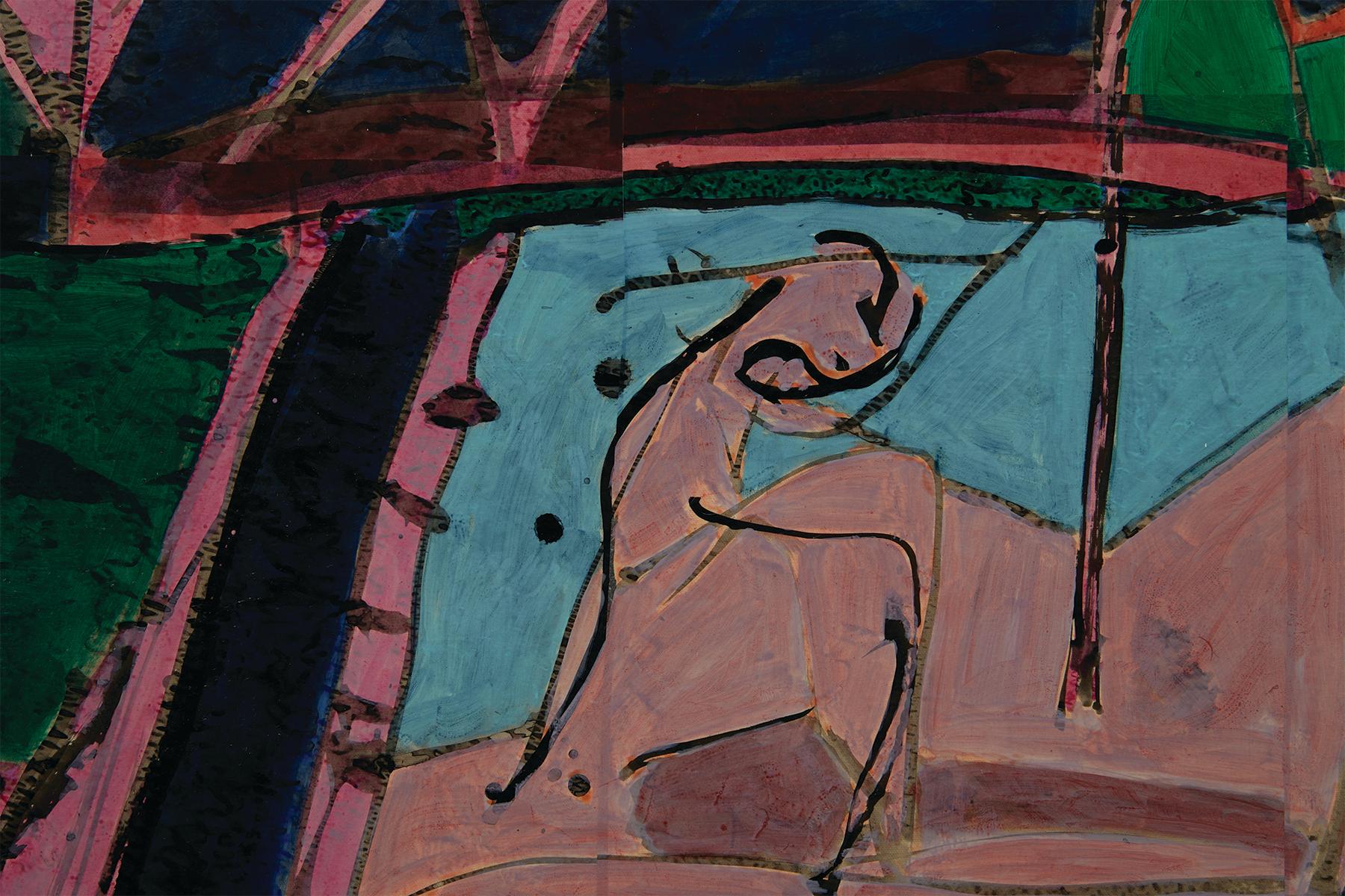 Summer Idyl, abstraktes expressionistisches Gemälde der Cleveland School-Künstlerin – Painting von Richard Andres