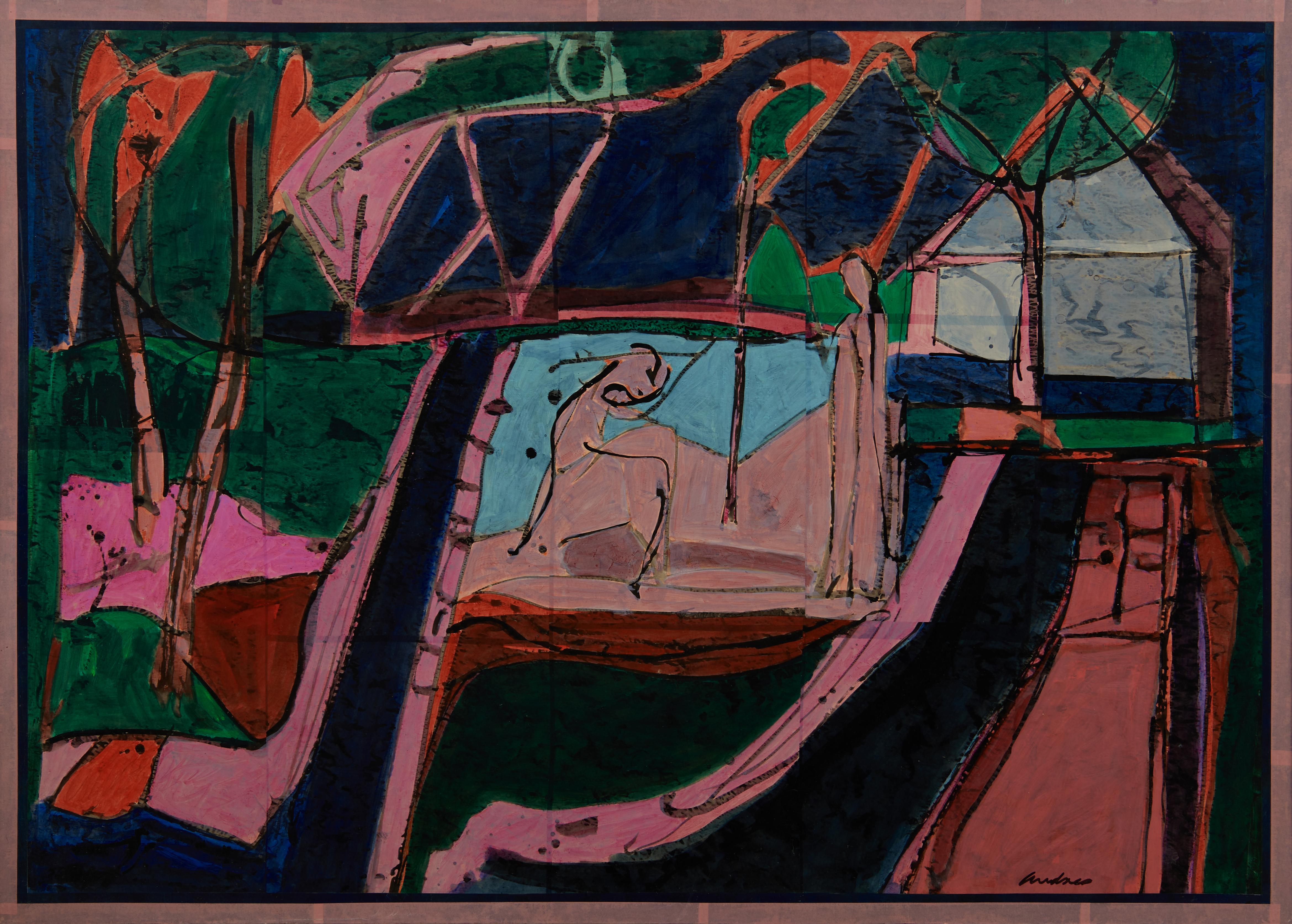Abstract Painting de Richard Andres - Idilio de verano, pintura expresionista abstracta del artista de la Escuela de Cleveland