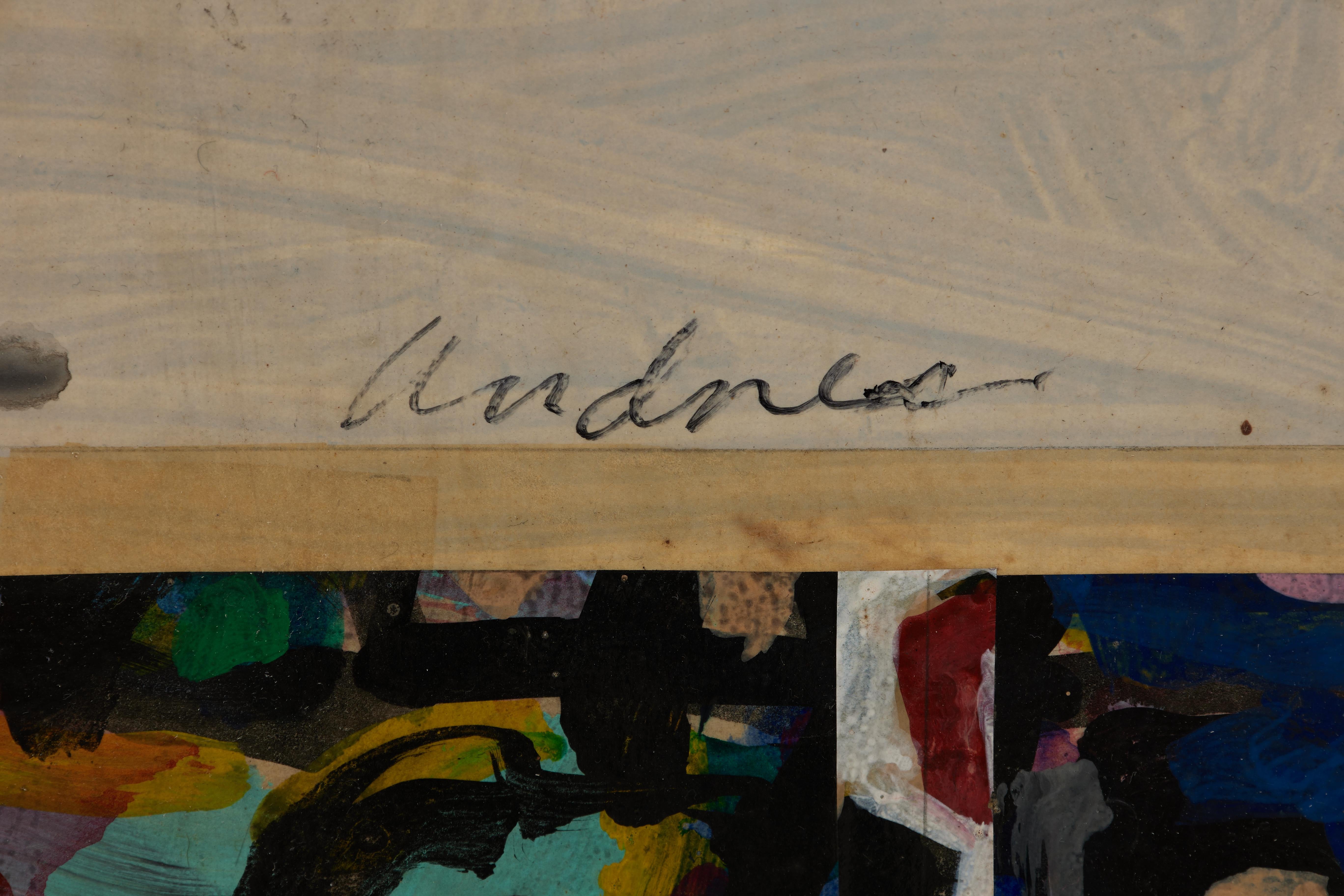 Richard Andre
Amerikaner, 1927-2013
Der Karokönig nimmt Herausforderungen an, 1982
Acryl und Tinte auf Papier auf Leinwand aufgezogen
signiert unten rechts, verso signiert und betitelt
47,5 x 47,5 Zoll
Ausgestellt: Das Cleveland Institute of Art: