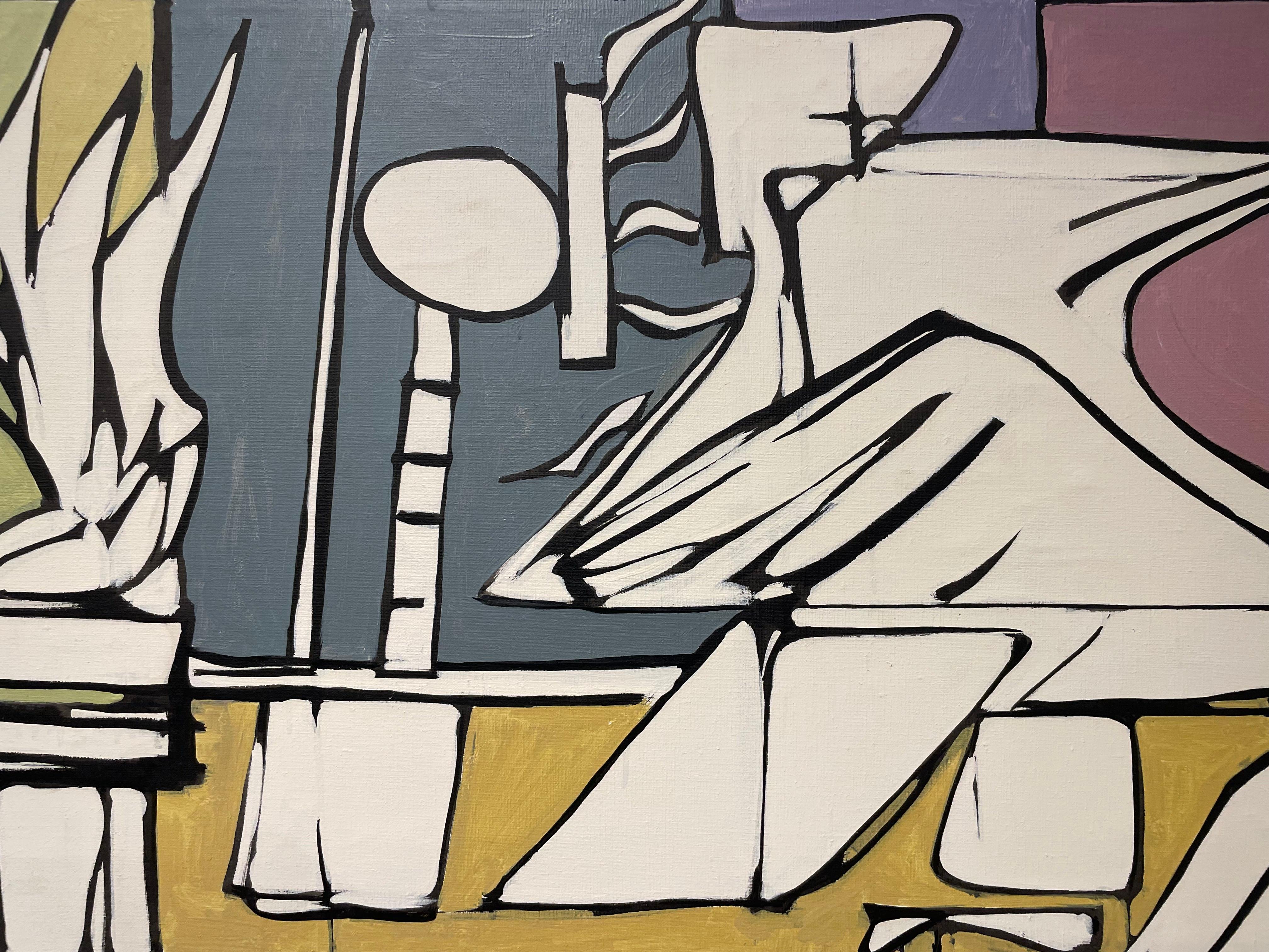 The New Plans, Large Abstract Expressionist Mid Century Colorful Painting For Sale 6