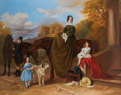 Lady Caroline Harriet Towneley with her daughters outside Croxteth Hall