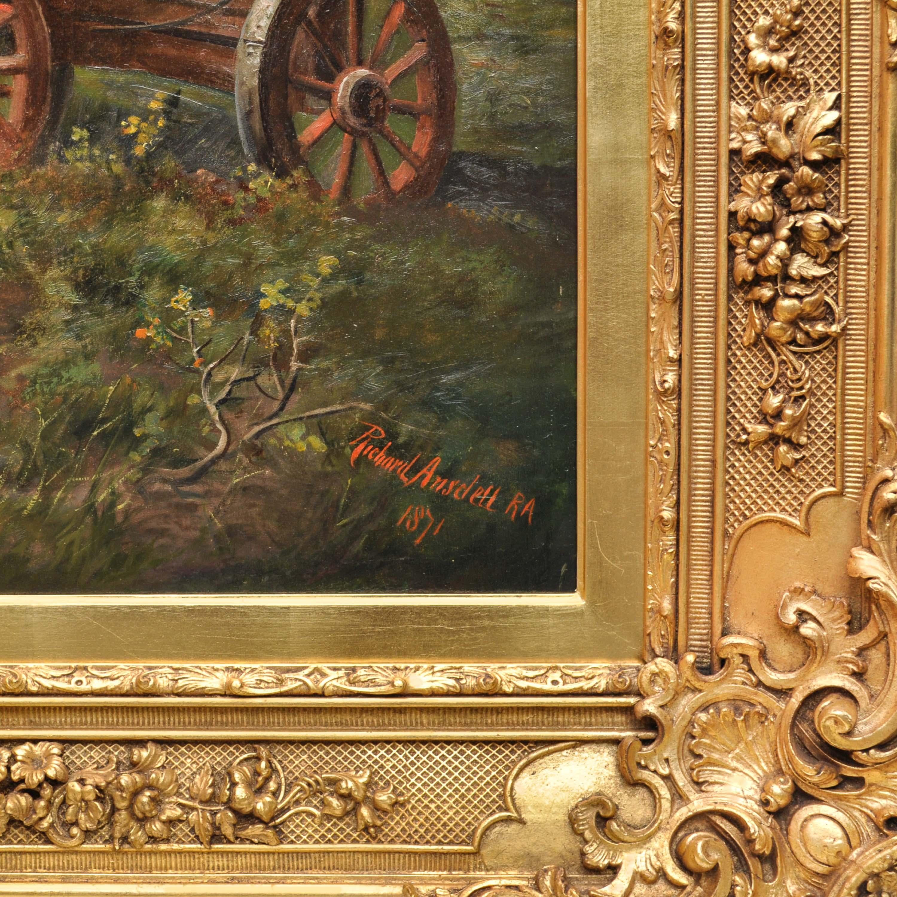 Monumental Antique Painting Scottish Highland Landscape Richard Ansdell 1871 12