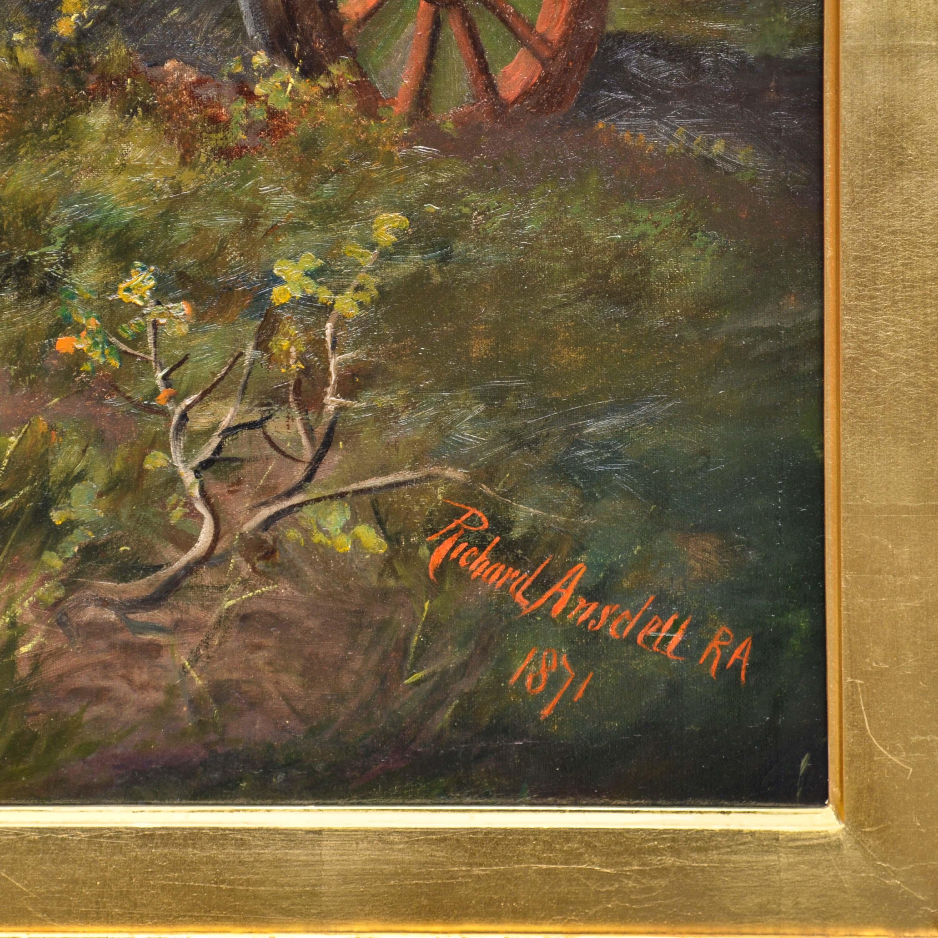Monumental Antique Painting Scottish Highland Landscape Richard Ansdell 1871 13