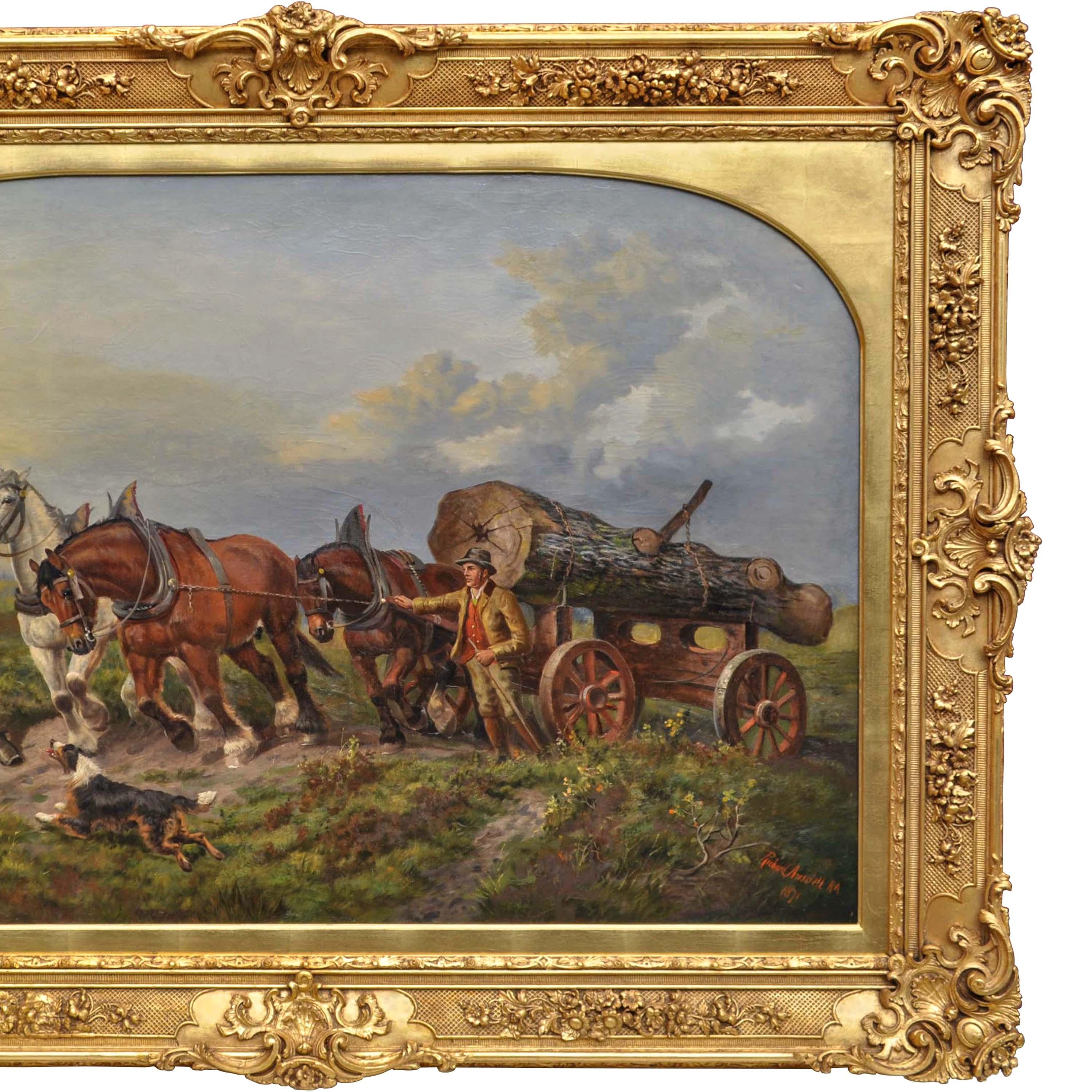 Monumental Antique Painting Scottish Highland Landscape Richard Ansdell 1871 3