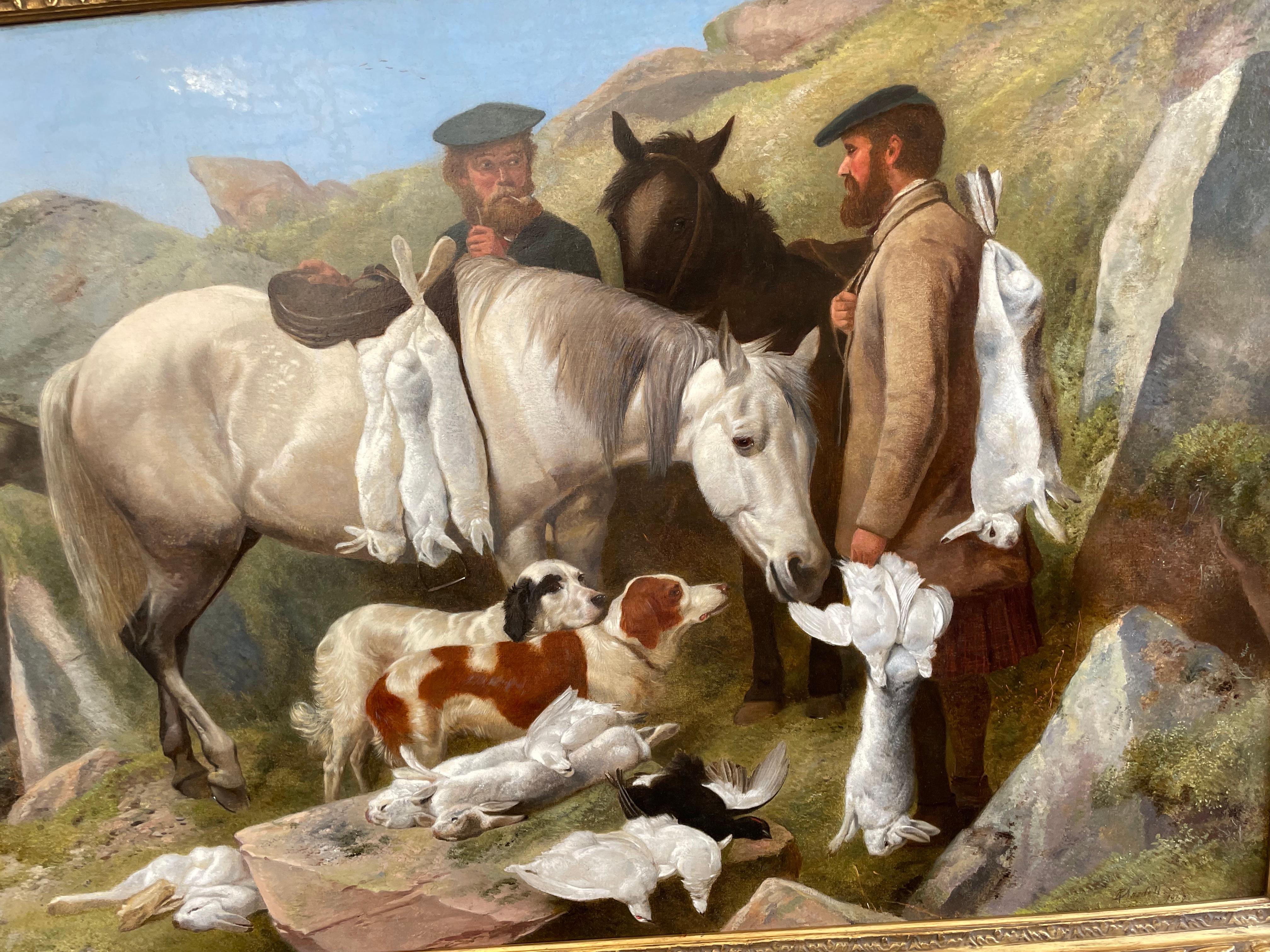Pittura a olio di Richard Ansdell RA Scena di tiro scozzese 1869 2