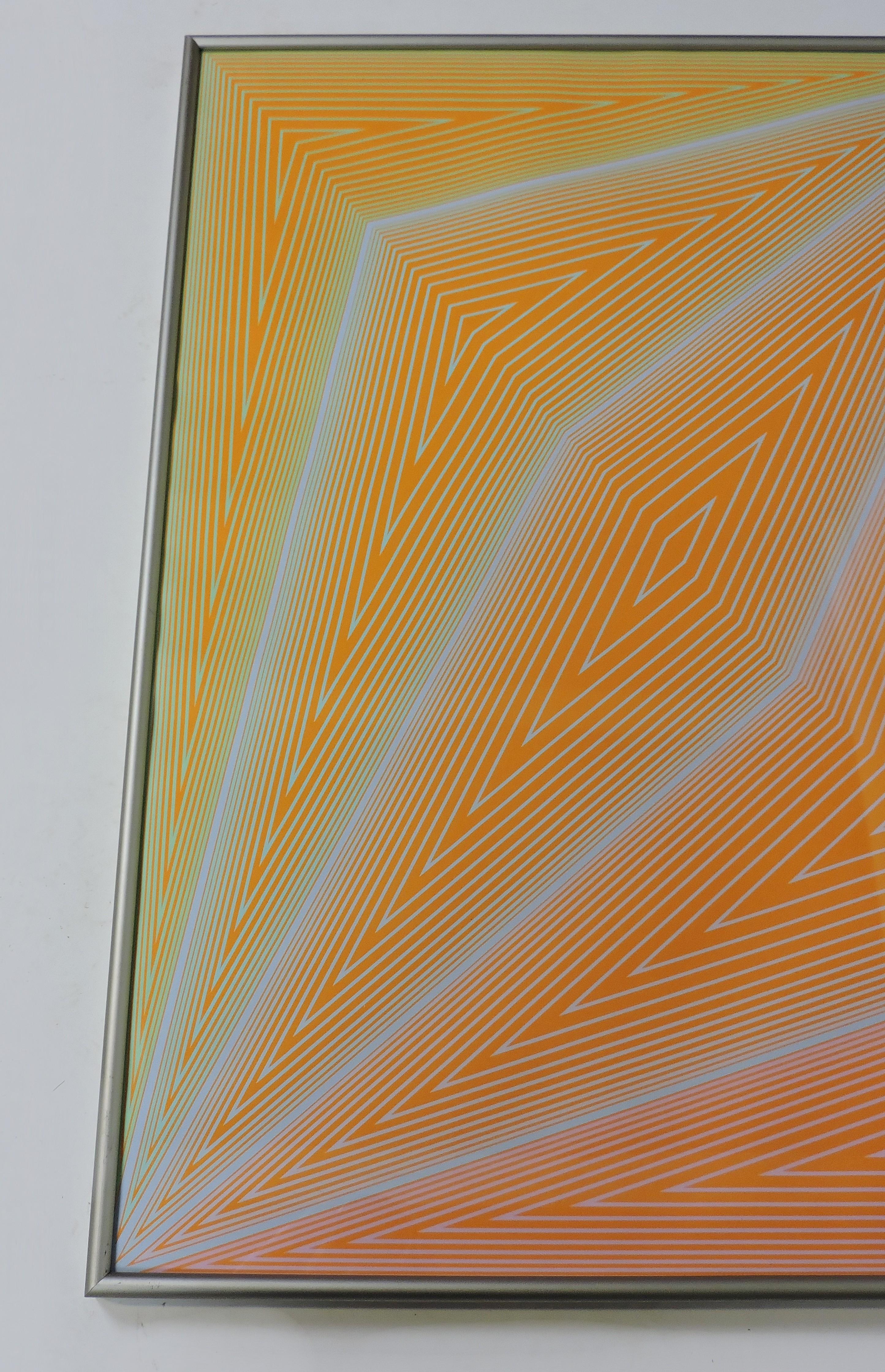 Beautiful Op Art serigraph by Richard Anuszkiewicz, one of ten from the Inward Eye portfolio with text from William Blake. The portfolio was published by Aquarius Press, France, and printed by Domberger, Stuttgart in Germany. This artwork is