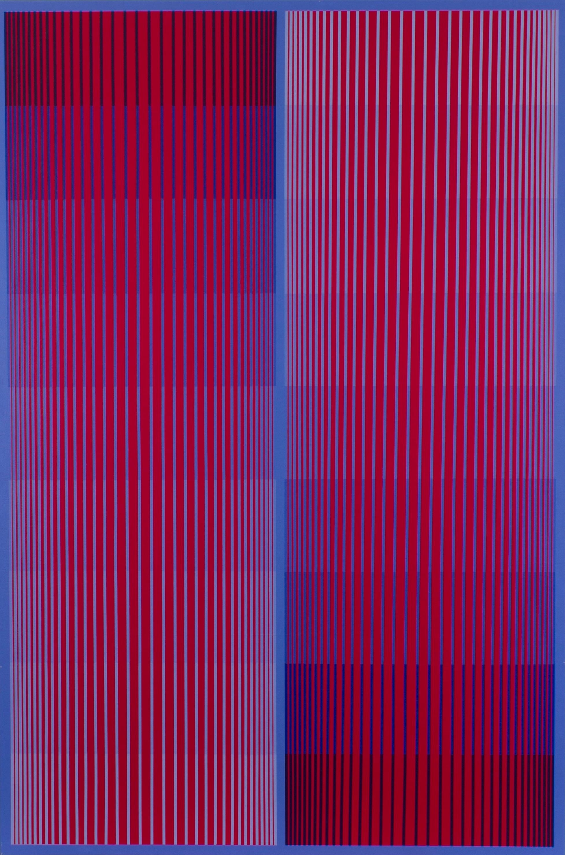 Richard Anuszkiewicz Abstract Painting - Blue Red Duo