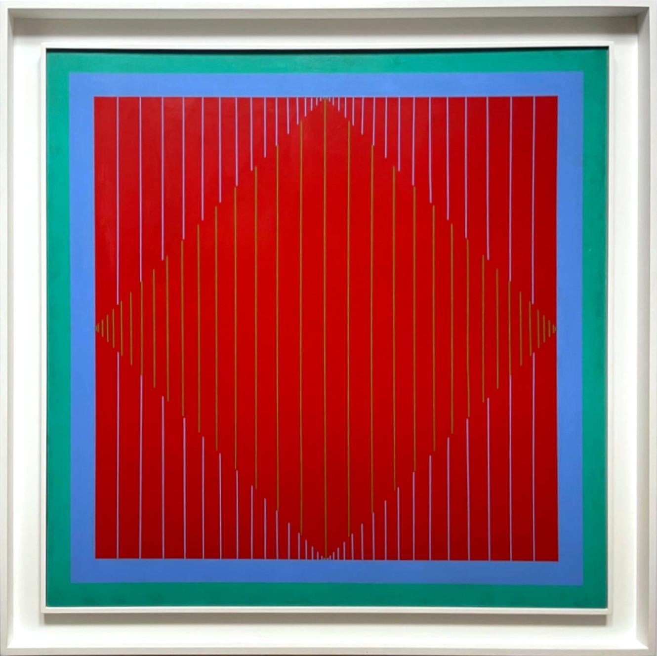 Richard Anuszkiewicz Abstract Painting - Metallic Water, unique 1960s Op Art painting (signed), Art Institute of Chicago
