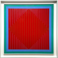 Vintage Metallic Water, coveted 1960s Op Art painting shown at Art Institute of Chicago