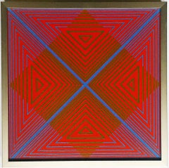 Richard Anuszkiewicz, Unique 1960s Signed Op Art, Geometric Abstract painting