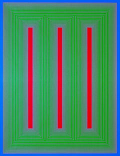 Temple of Blue, Green and Red, 1984 - OpArt acrylic painting