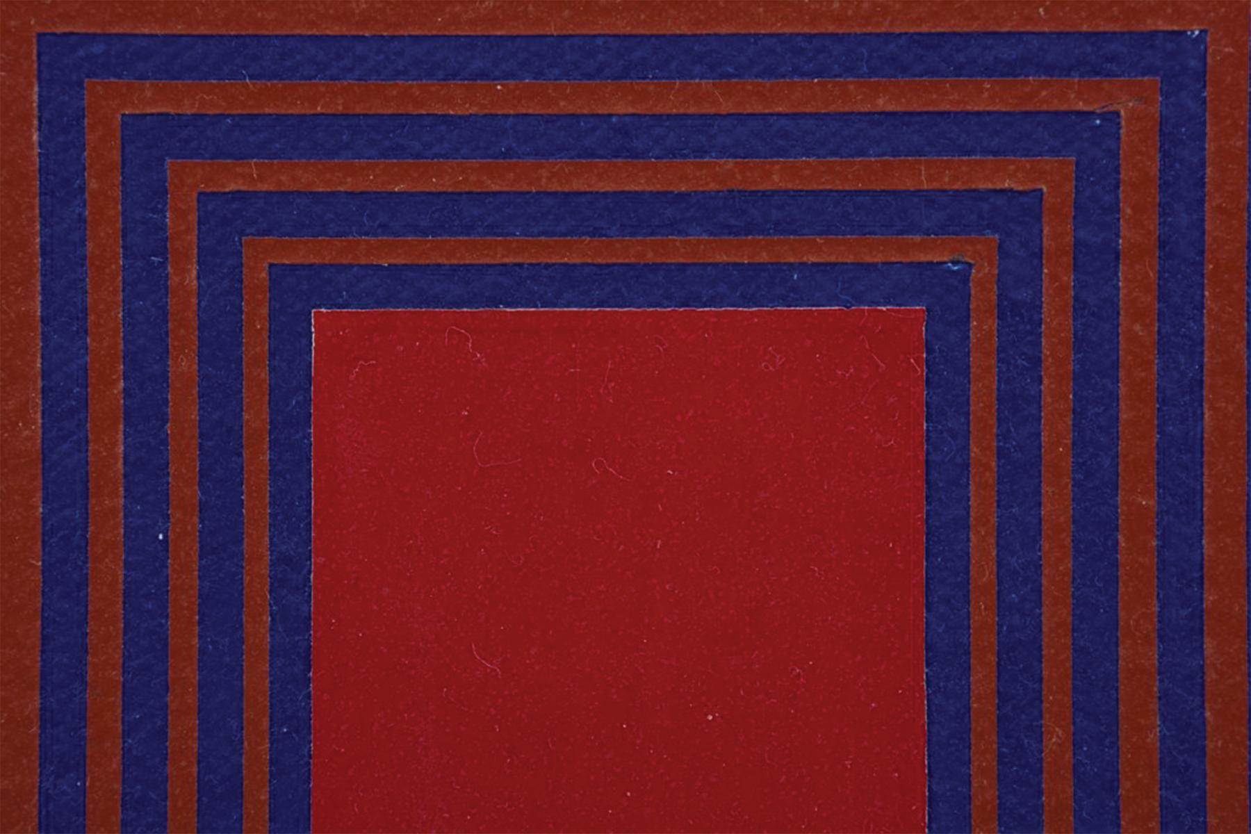 Templo de los Rojos Vespertinos, 1983 OpArt acrílico del artista de la Escuela de Cleveland - Abstract Painting Púrpura de Richard Anuszkiewicz