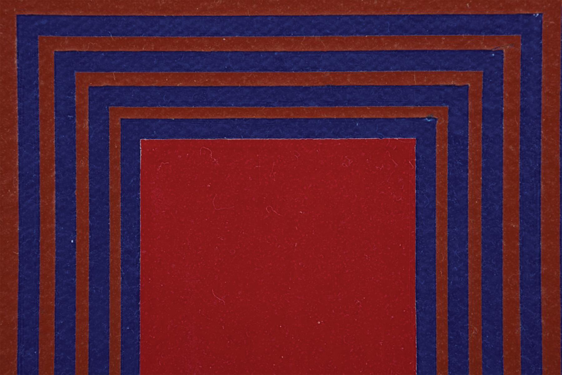 Richard Anuszkiewicz (américain, 1930-2020)
Temple des rouges du soir, 1983
Acrylique sur toile
Signé au verso
36 x 36 pouces
36.75 x 36.75 pouces, encadré

Richard Anuszkiewicz est né à Erie, en Pennsylvanie, d'une famille d'immigrés polonais. Au