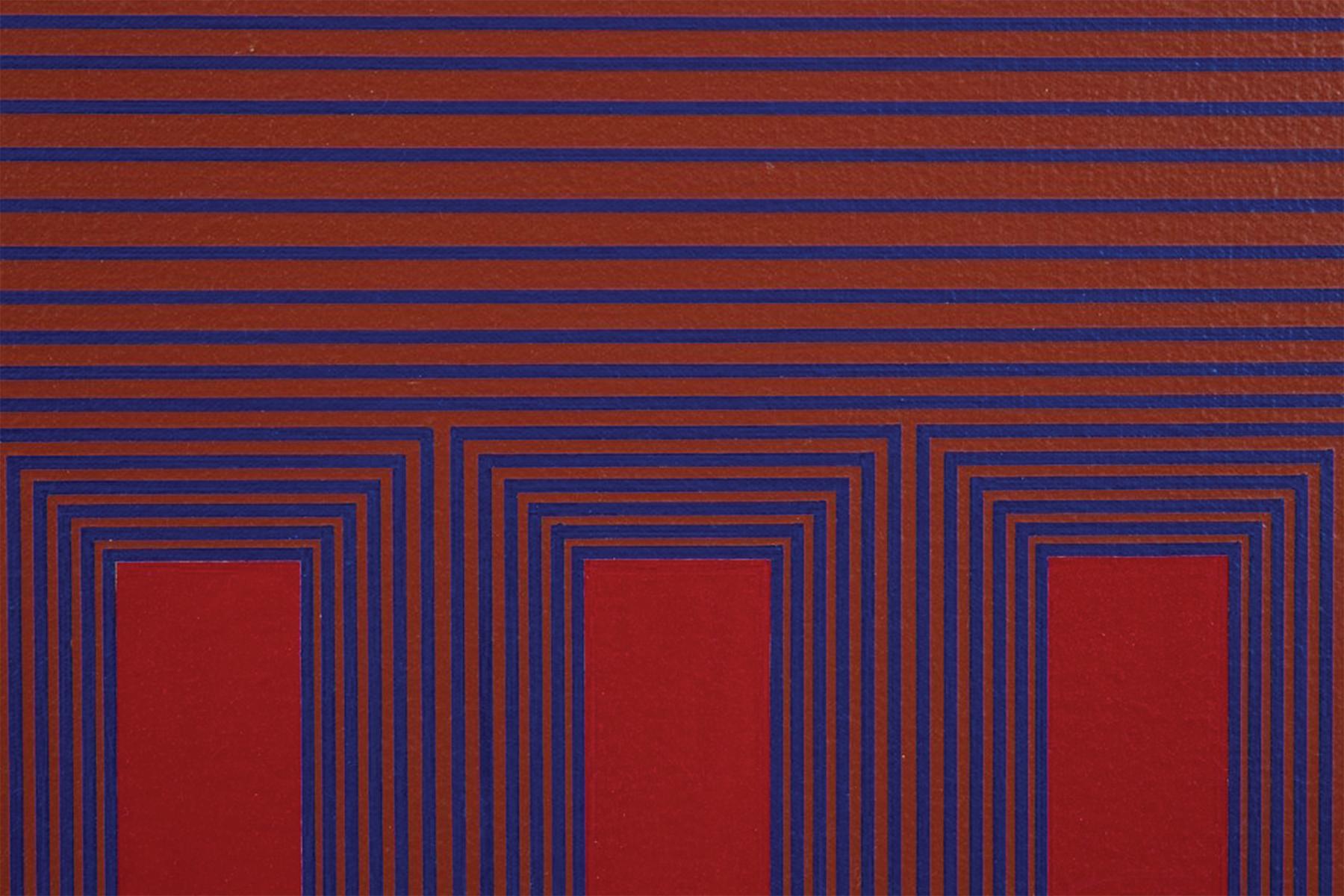 Temple of Evening Reds, 1983 Acrylique OpArt de l'artiste de la Cleveland School en vente 1