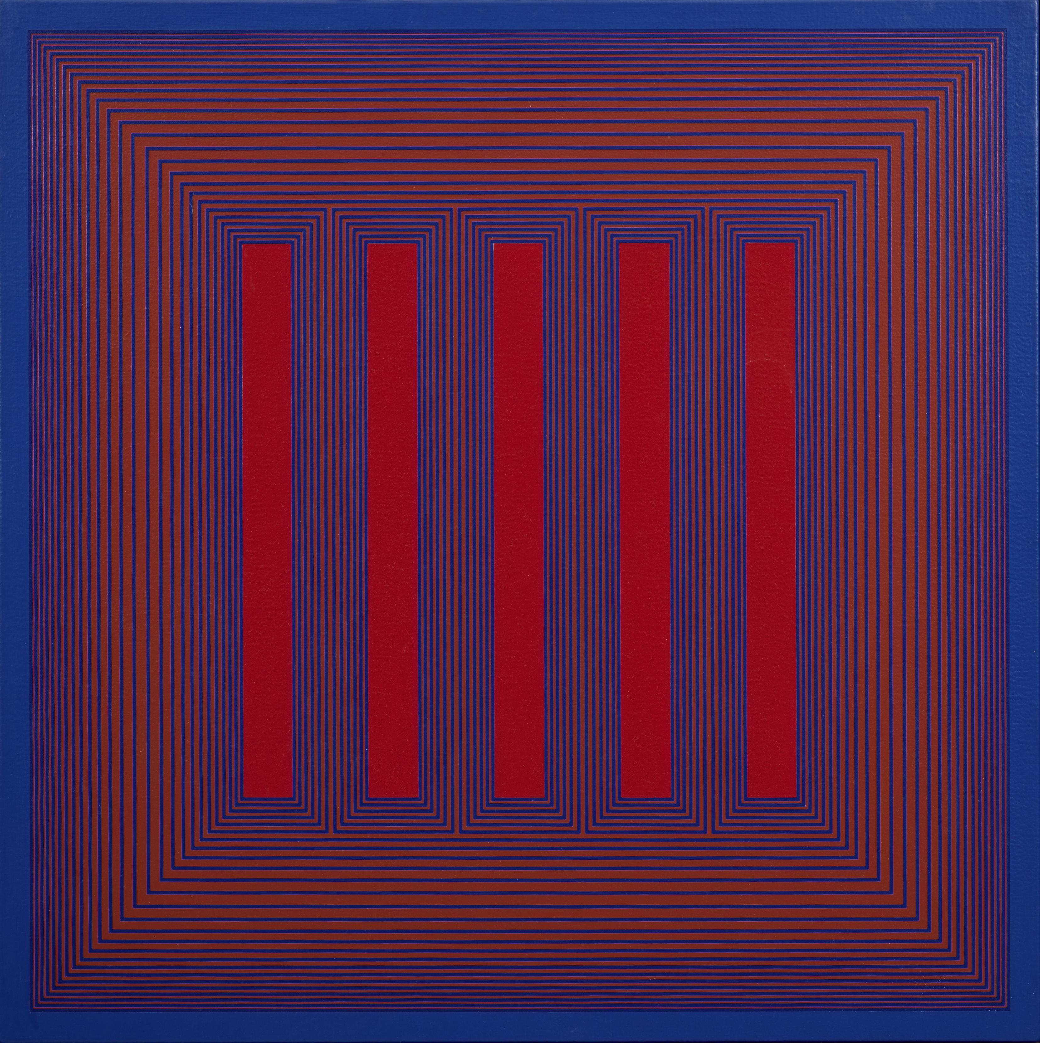 Temple of Evening Reds, 1983 Acrylique OpArt de l'artiste de la Cleveland School
