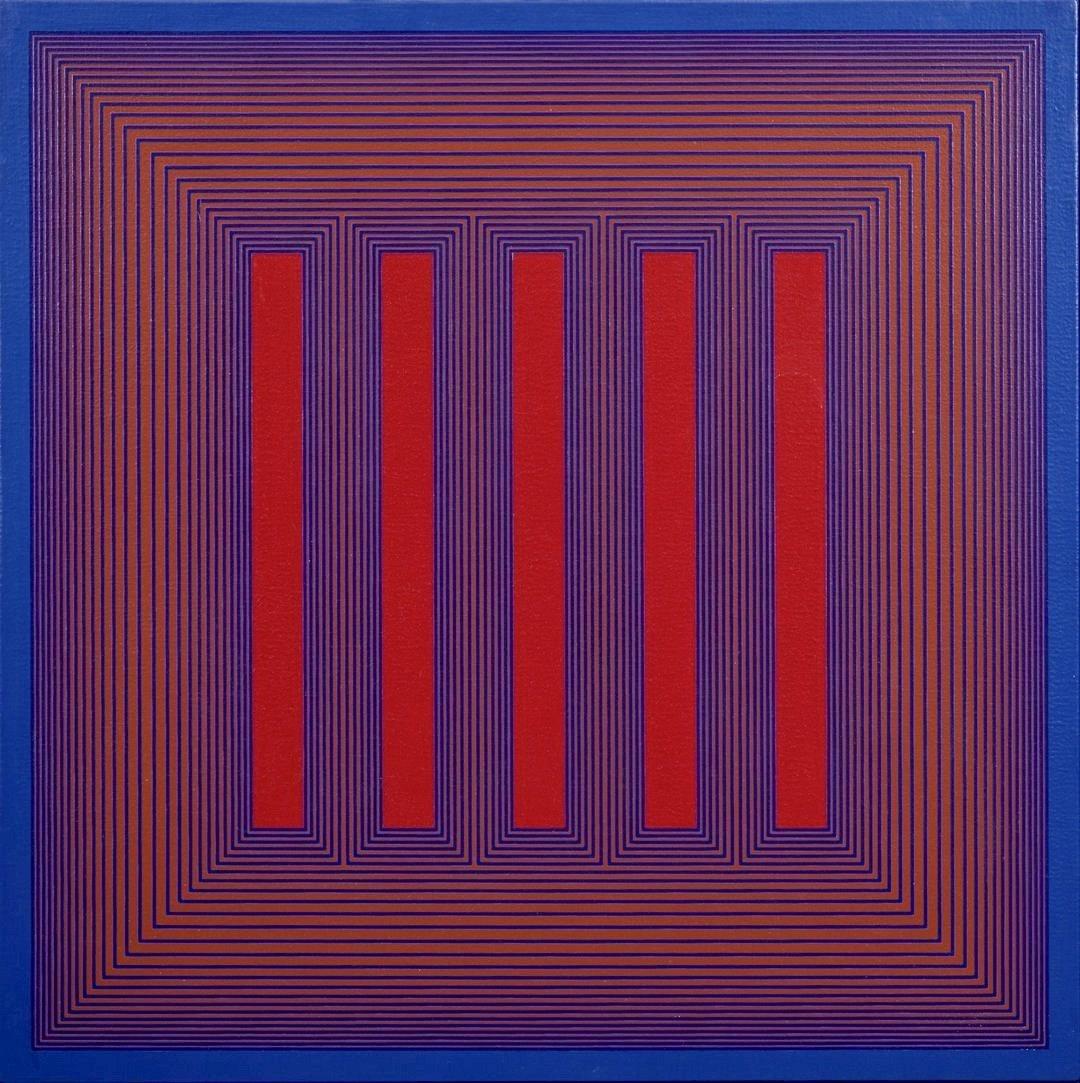 Abstract Painting Richard Anuszkiewicz - Temple of Evening Reds, 1983 Acrylique OpArt de l'artiste de la Cleveland School