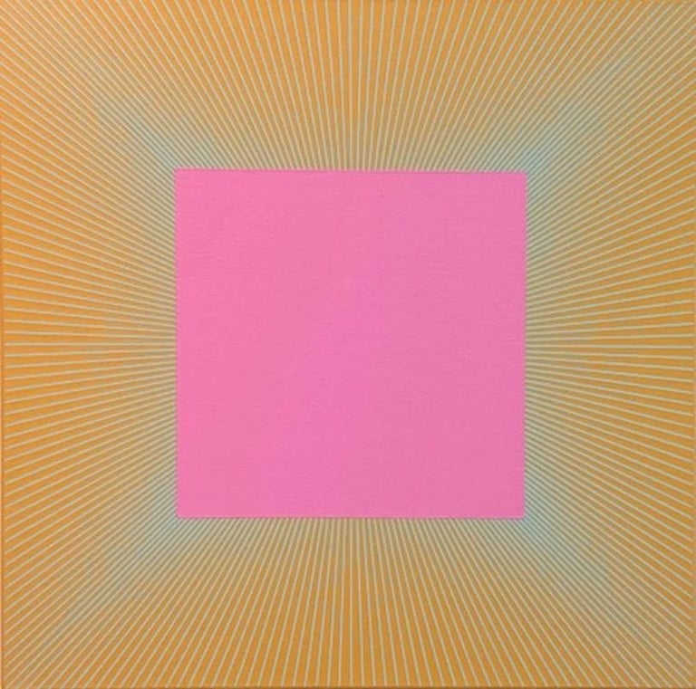 Richard Anuszkiewicz Abstract Painting - Twilight Magenta Square, 1977 - 2017, 30 x 30 inches, acrylic on canvas, RA1090