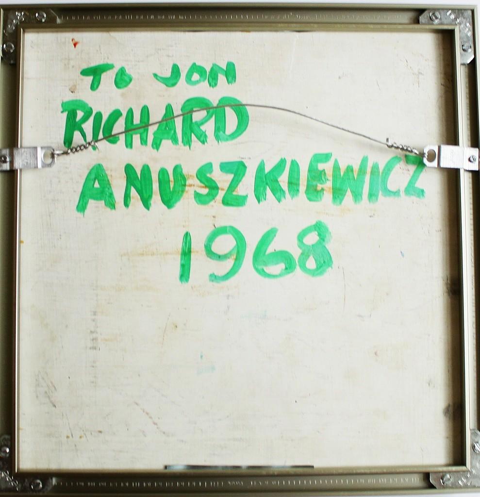 Einzigartige 1960er Jahre signiert Op Art, geometrische Abstraktion Gemälde, für famed Komponist (Op-Art), Painting, von Richard Anuszkiewicz
