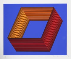 Vintage Blue II, OP Art Screenprint on Panel by Anuszkiewicz