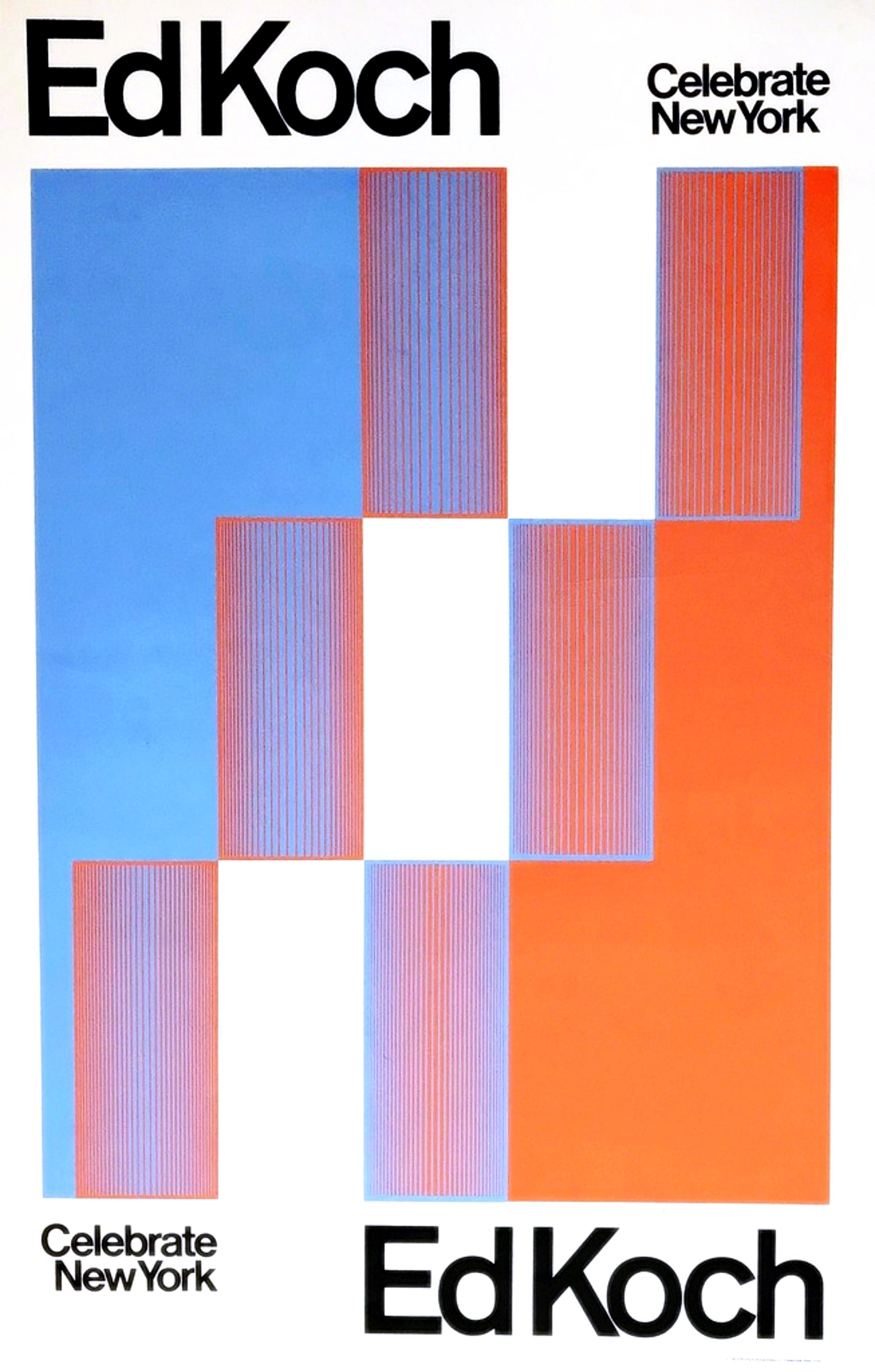 Richard Anuszkiewicz Celebrate New York, poster serigrafico firmato a mano e con dedica