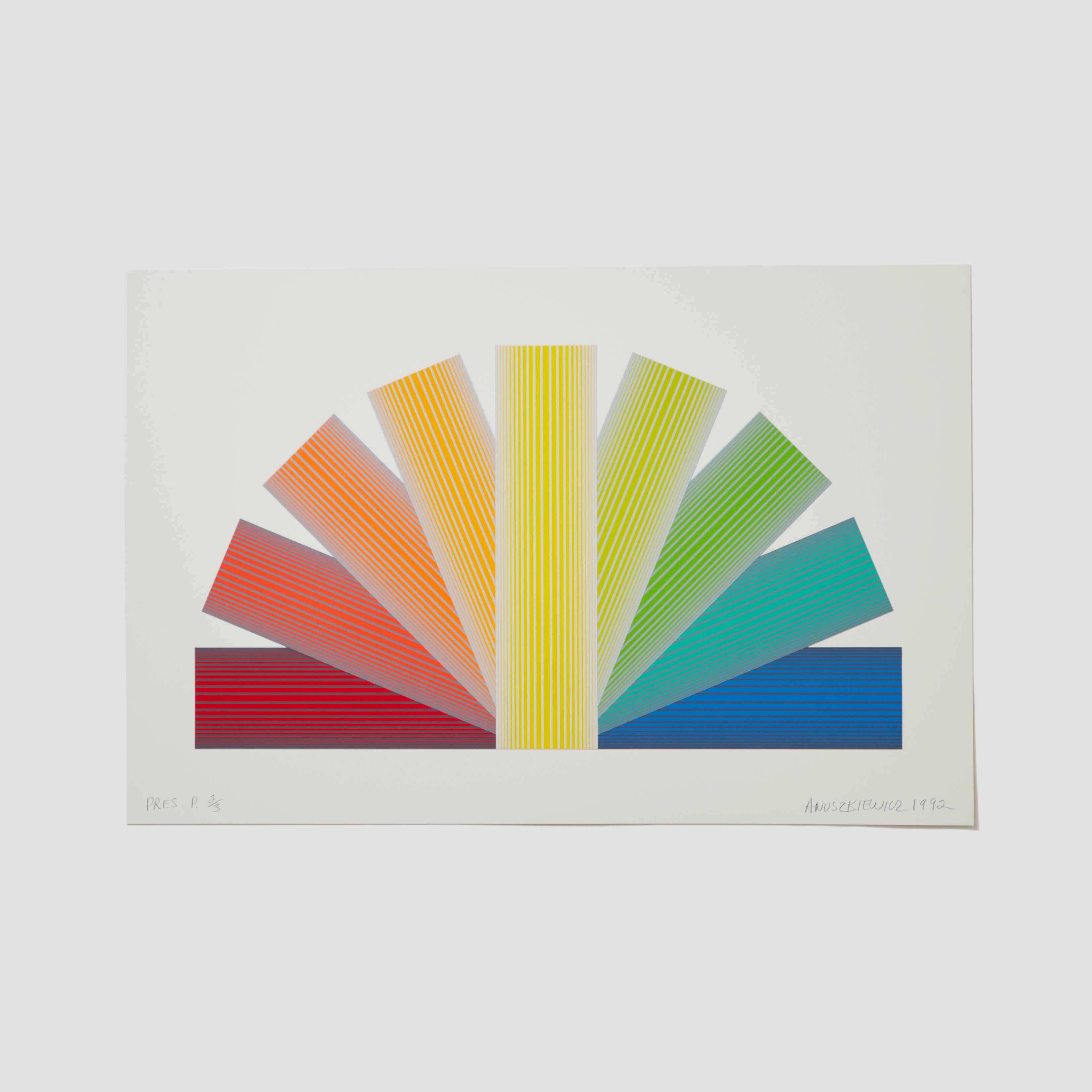 Richard Anuszkiewicz Abstract Print - Grey Tinted Rainbow