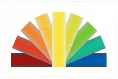 Grau getönter Regenbogen, Geometrisch Abstrakt schillernd Op Art Gerahmte Assemblage Signiert