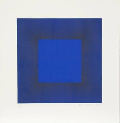 Suite de medianoche (Azul con negro), Grabado abstracto de Richard Anuszkiewicz