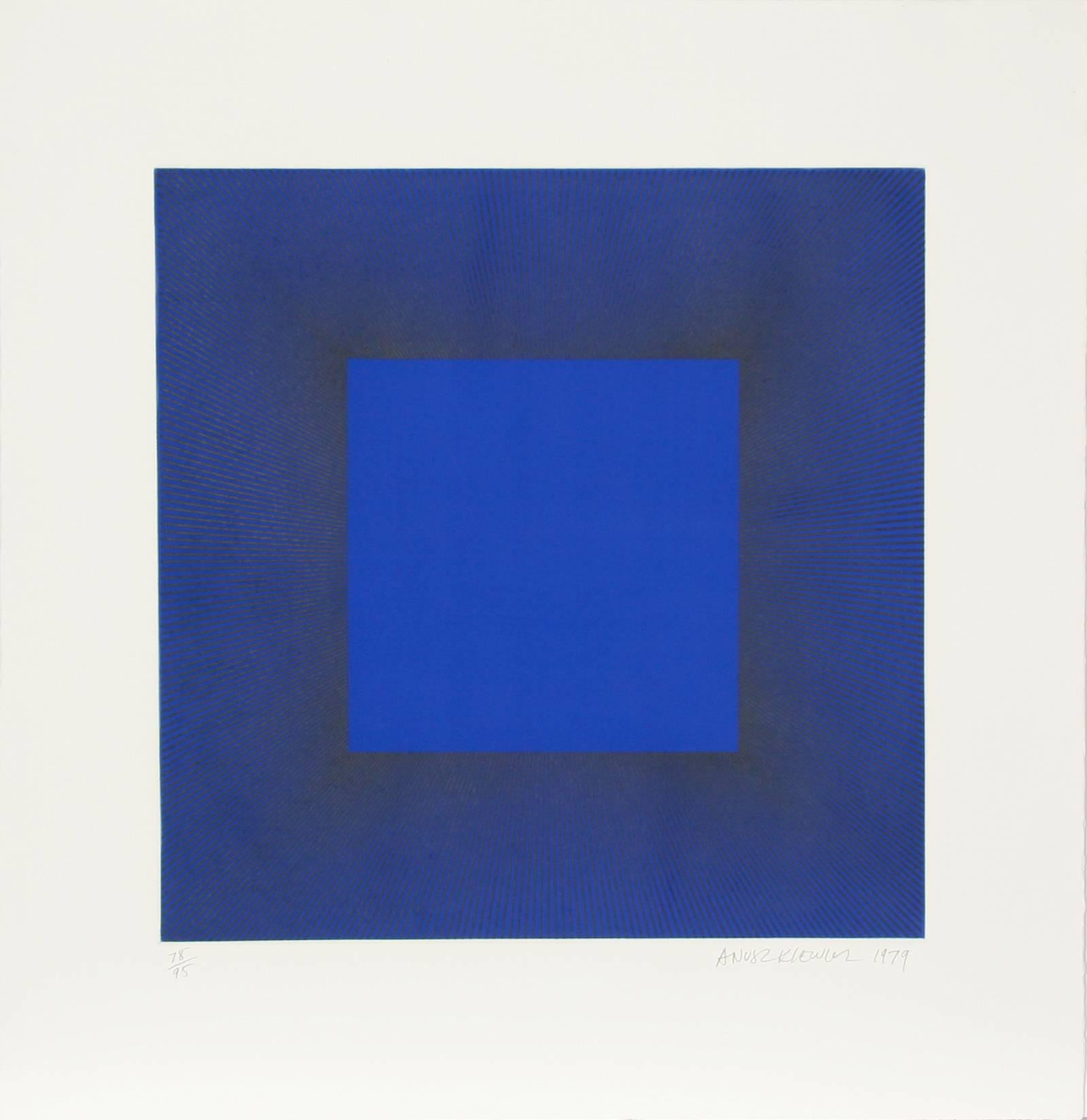Mitternachts-Suite (Blau mit Schwarz), abstrakte Radierung von Richard Anuszkiewicz