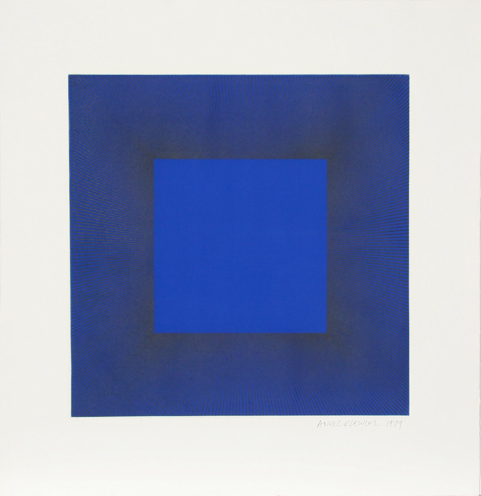 Midnight Suite (Blue with Black), OP Art Etching by Richard Anuszkiewicz