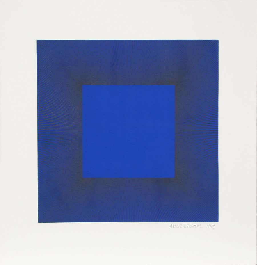 Midnight Suite (Blue with Black), OP Art Etching by Richard Anuszkiewicz