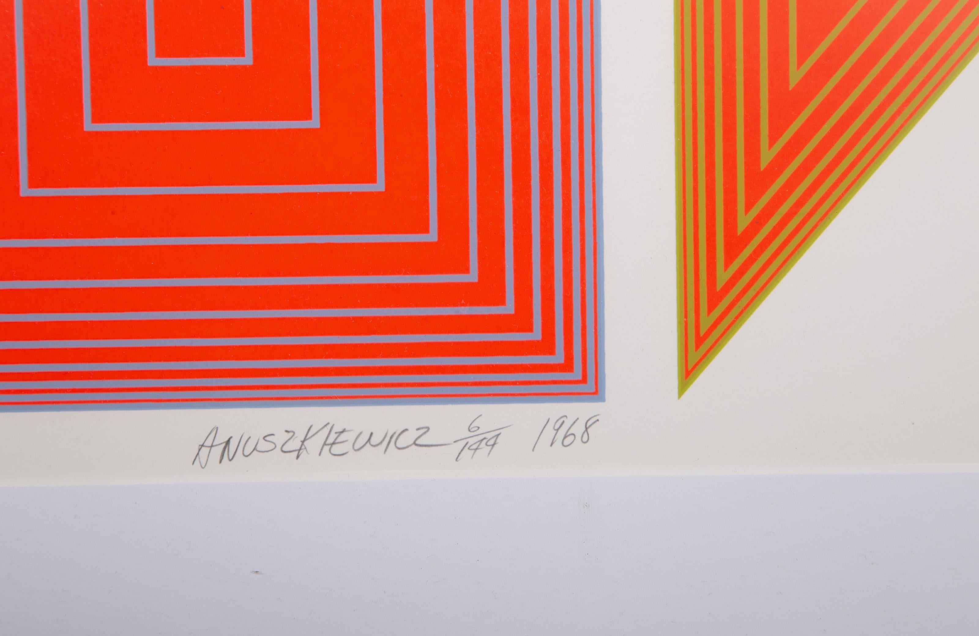 Richard Anuszkiewicz, Américain (1930 - 2020) - Centre de musique et d'art dramatique de la ville de New York, Année : 1968, Médium : Sérigraphie, signée, datée et numérotée au crayon, Edition : 6/144, Taille de l'image : 34.5 x 24.5 pouces, Taille