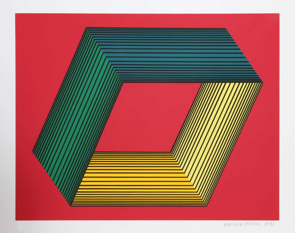 Red II, OP Art Screenprint on Panel by Anuszkiewicz