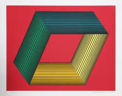 Rojo II, serigrafía OP Art sobre panel de Anuszkiewicz