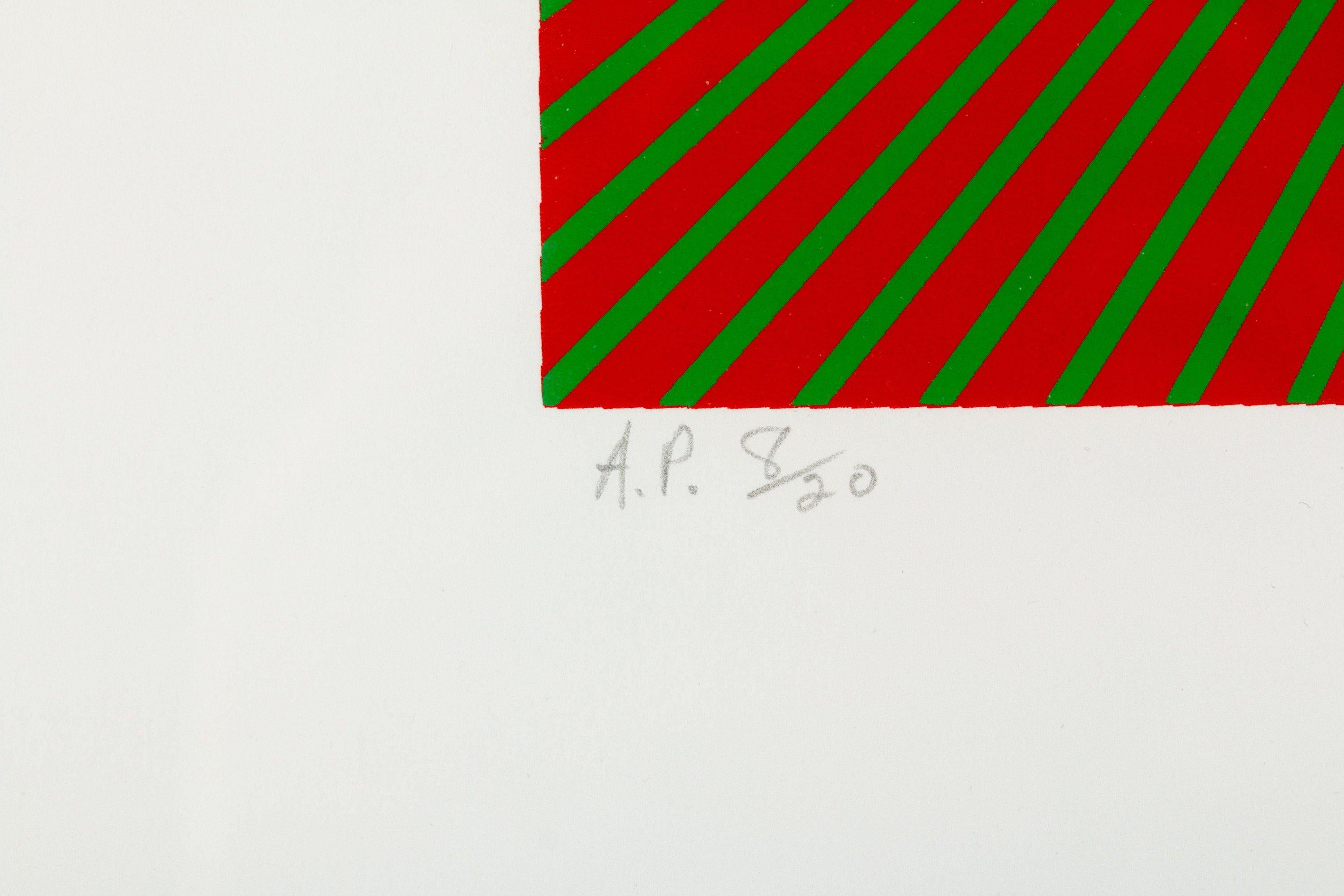 Red with Green, 1990 print by OpArt Cleveland artist Richard Anuszkiewicz  For Sale 2