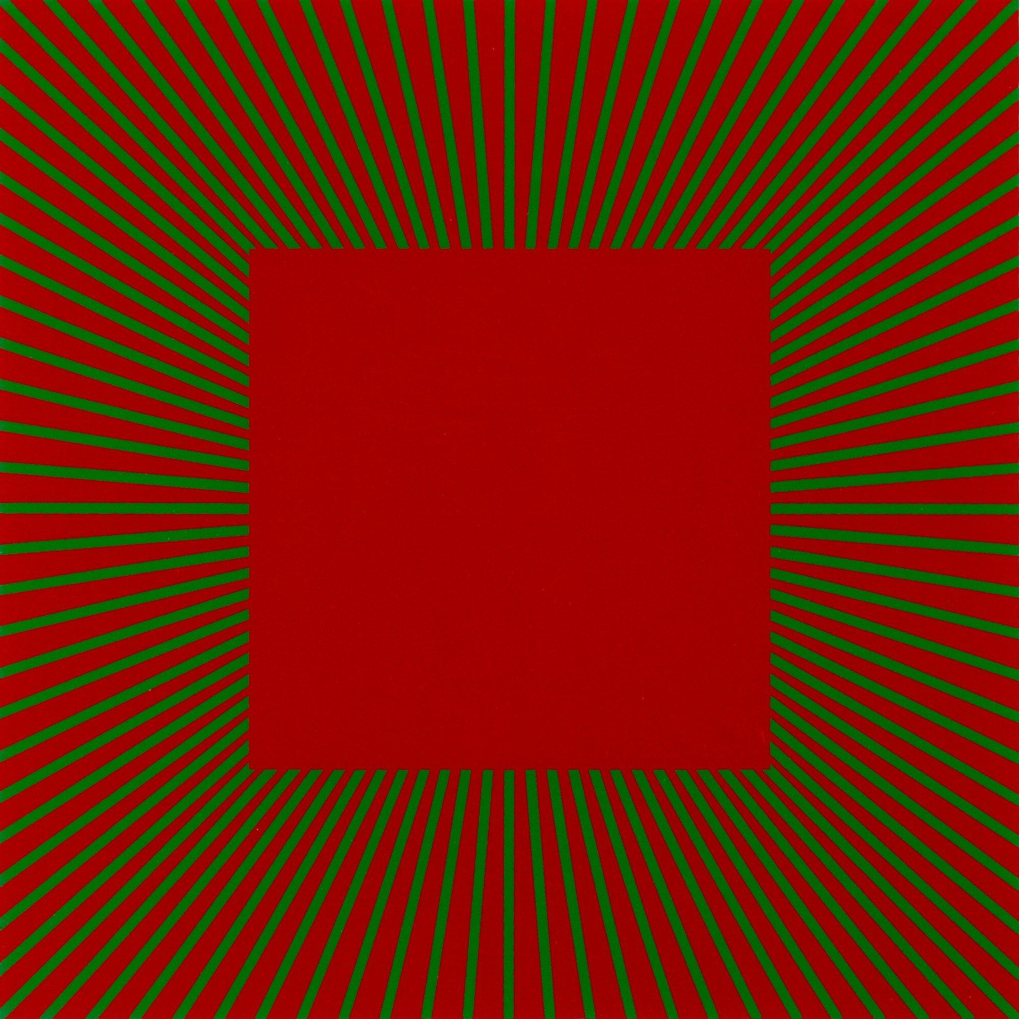 Tirage rouge et vert, 1990, de l'artiste Richard Anuszkiewicz pour OpArt Cleveland 