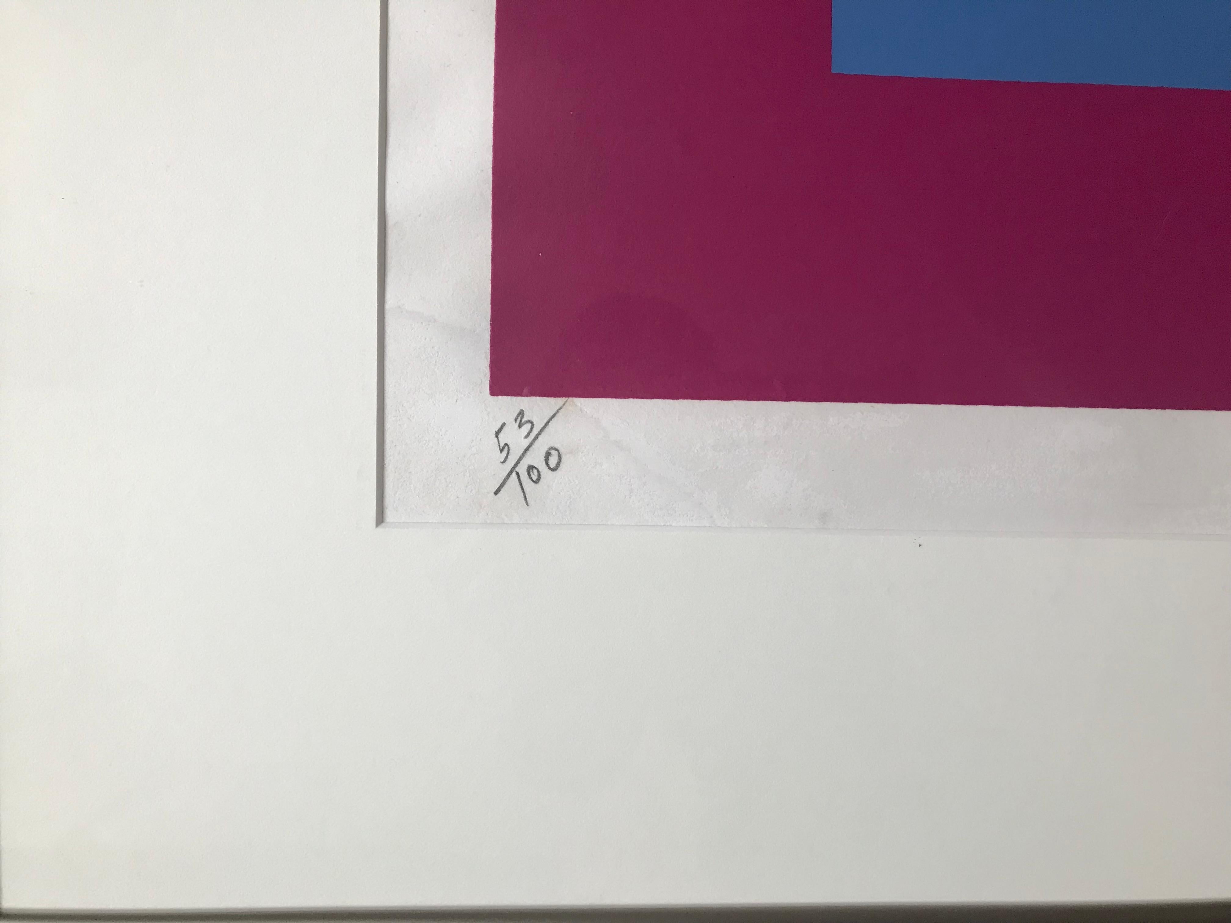 Richard Anusziewicz, Soft Satellite Red, Op Art Silkscreen, signed/N orig. frame For Sale 4