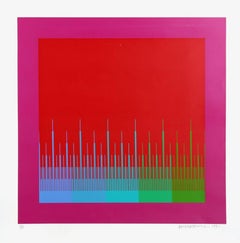 Vintage Richard Anusziewicz, Soft Satellite Red, Op Art Silkscreen, signed/N orig. frame