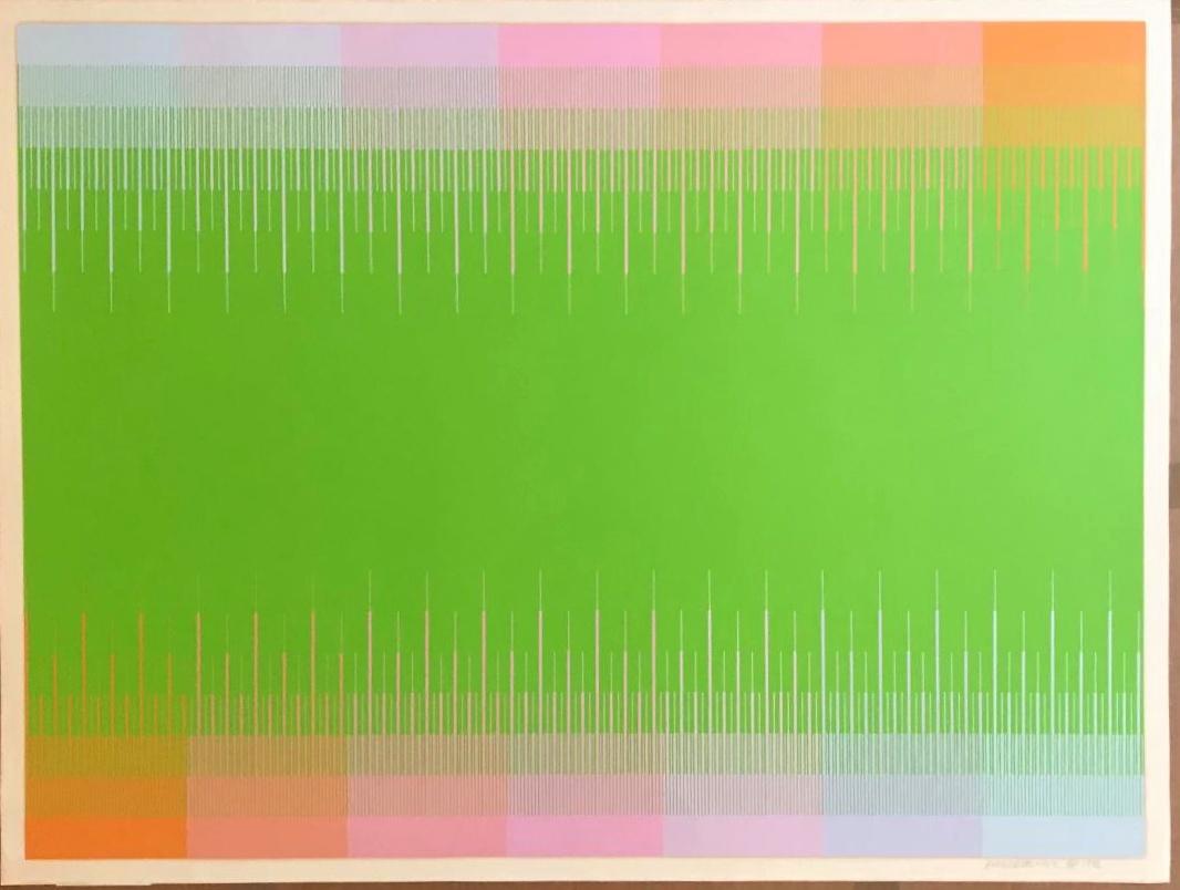 Richard Anuszkiewicz - Soft Lime, Signed/N 1970s geometric abstraction Op Art